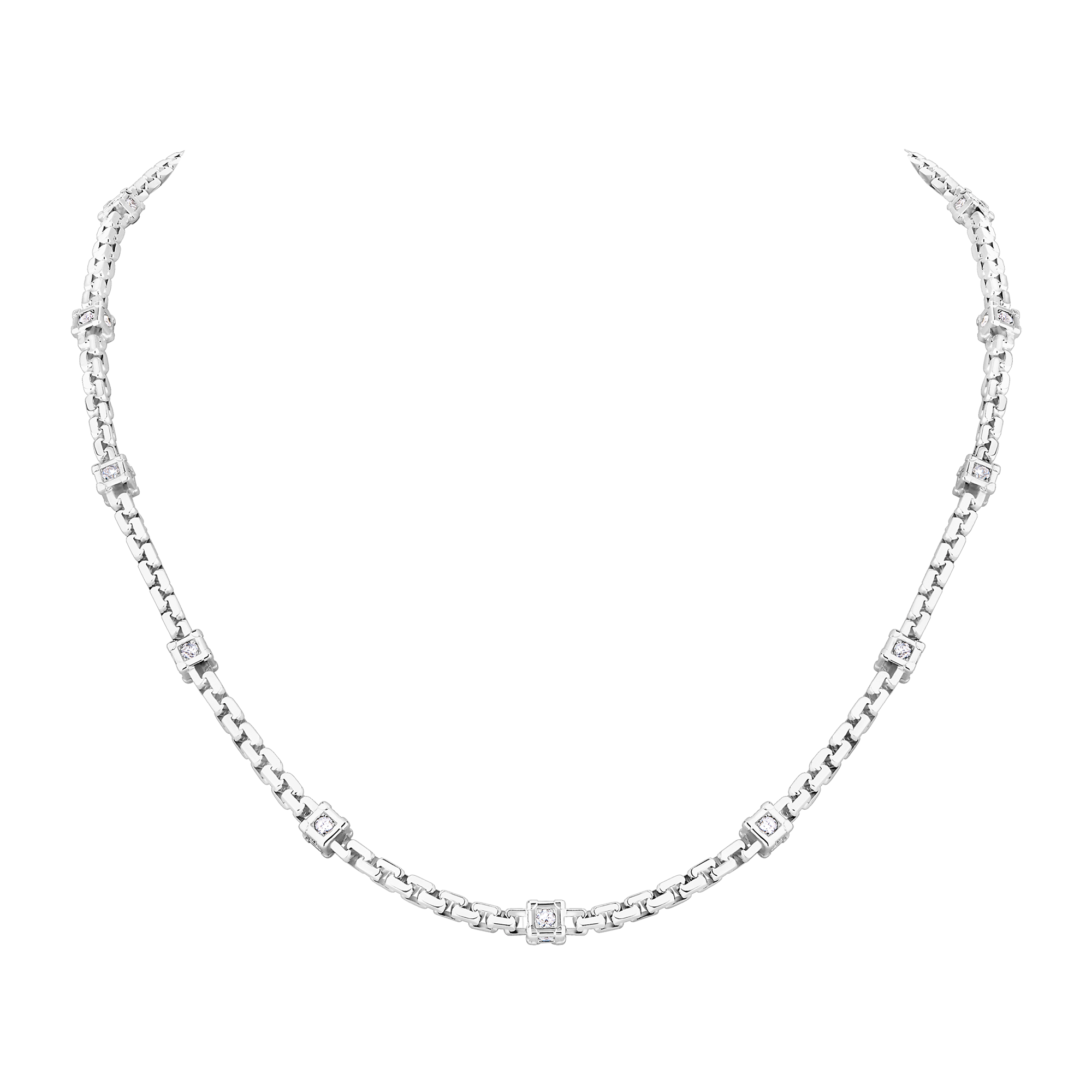 Les Gastons Vuitton Trunk Necklace, White Gold and Diamonds
