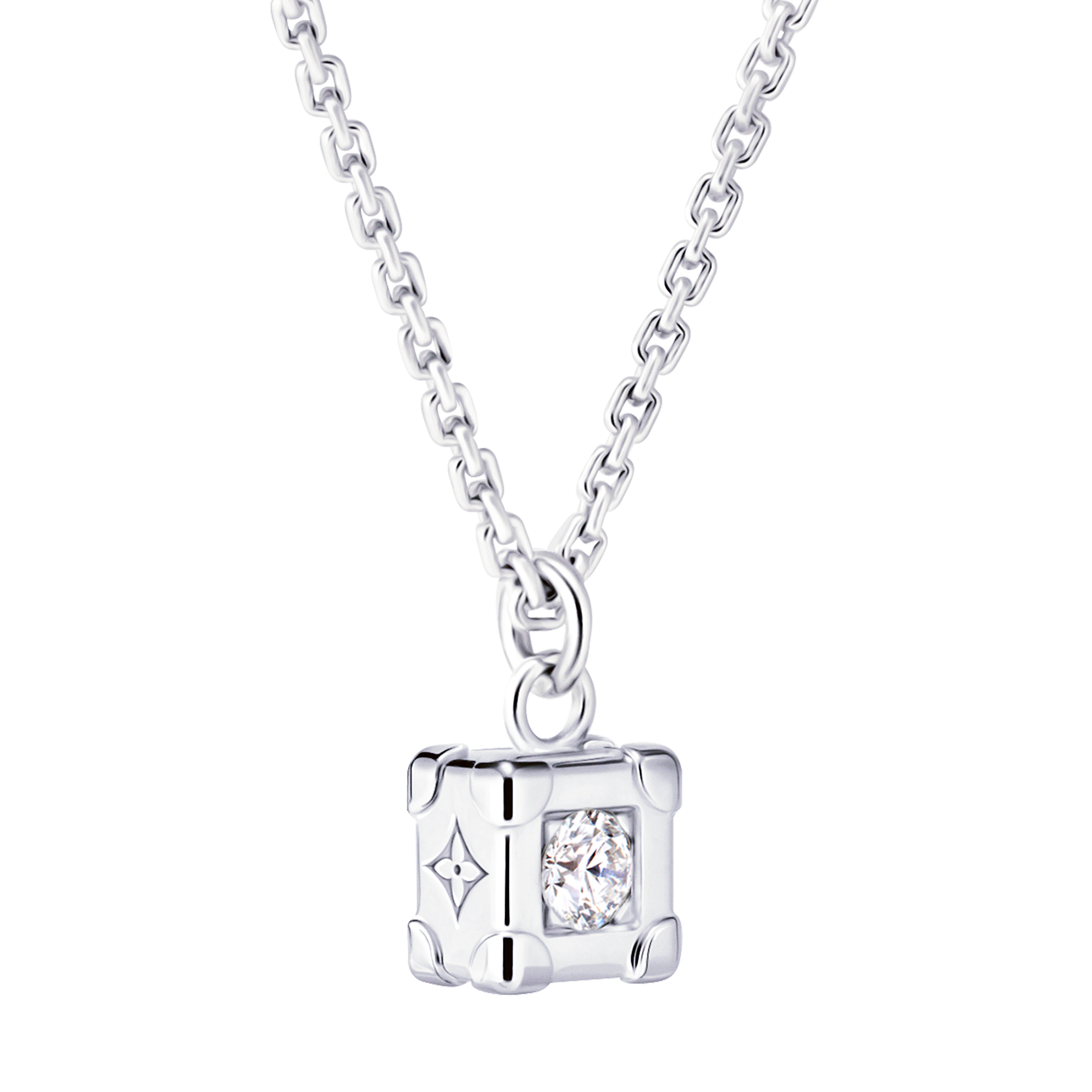 Les Gastons Vuitton Trunk Pendant, White Gold and Diamond