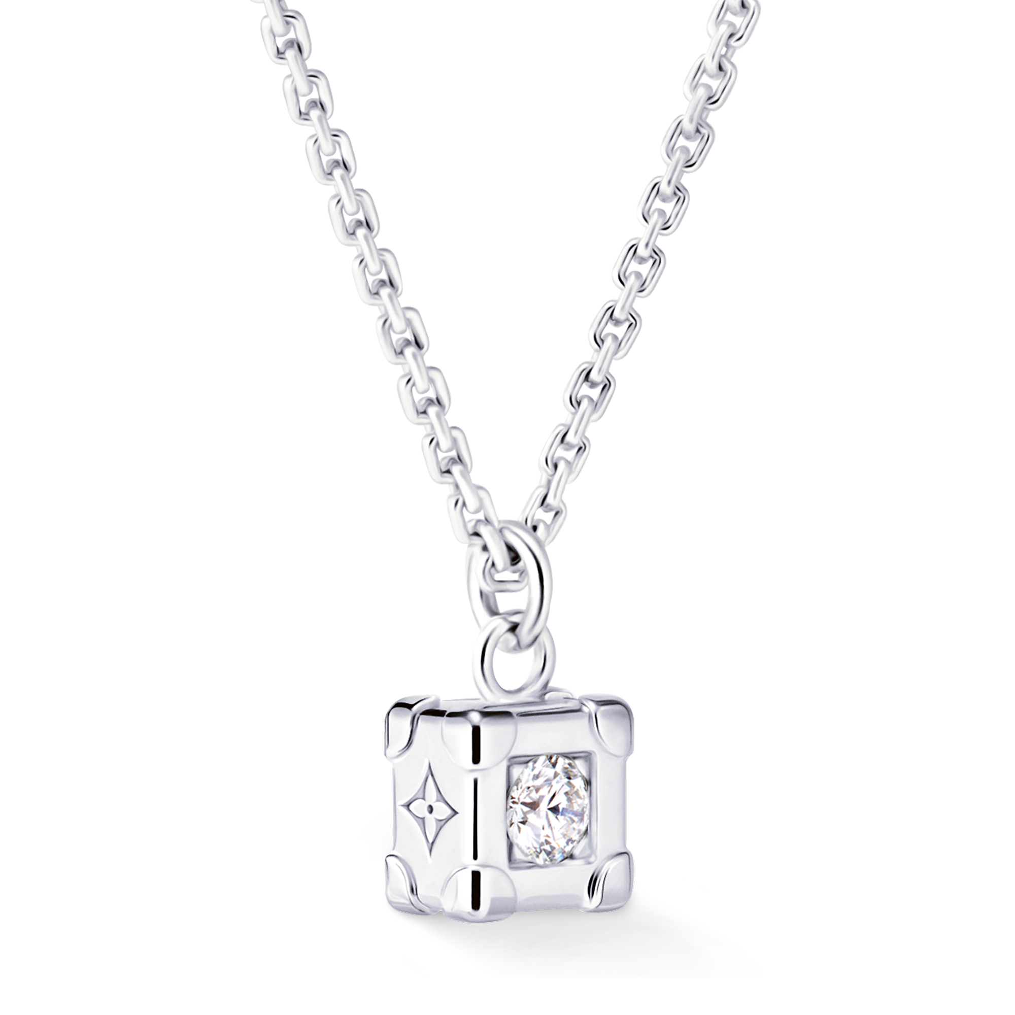 Les Gastons Vuitton Trunk Pendant, White Gold and Diamond