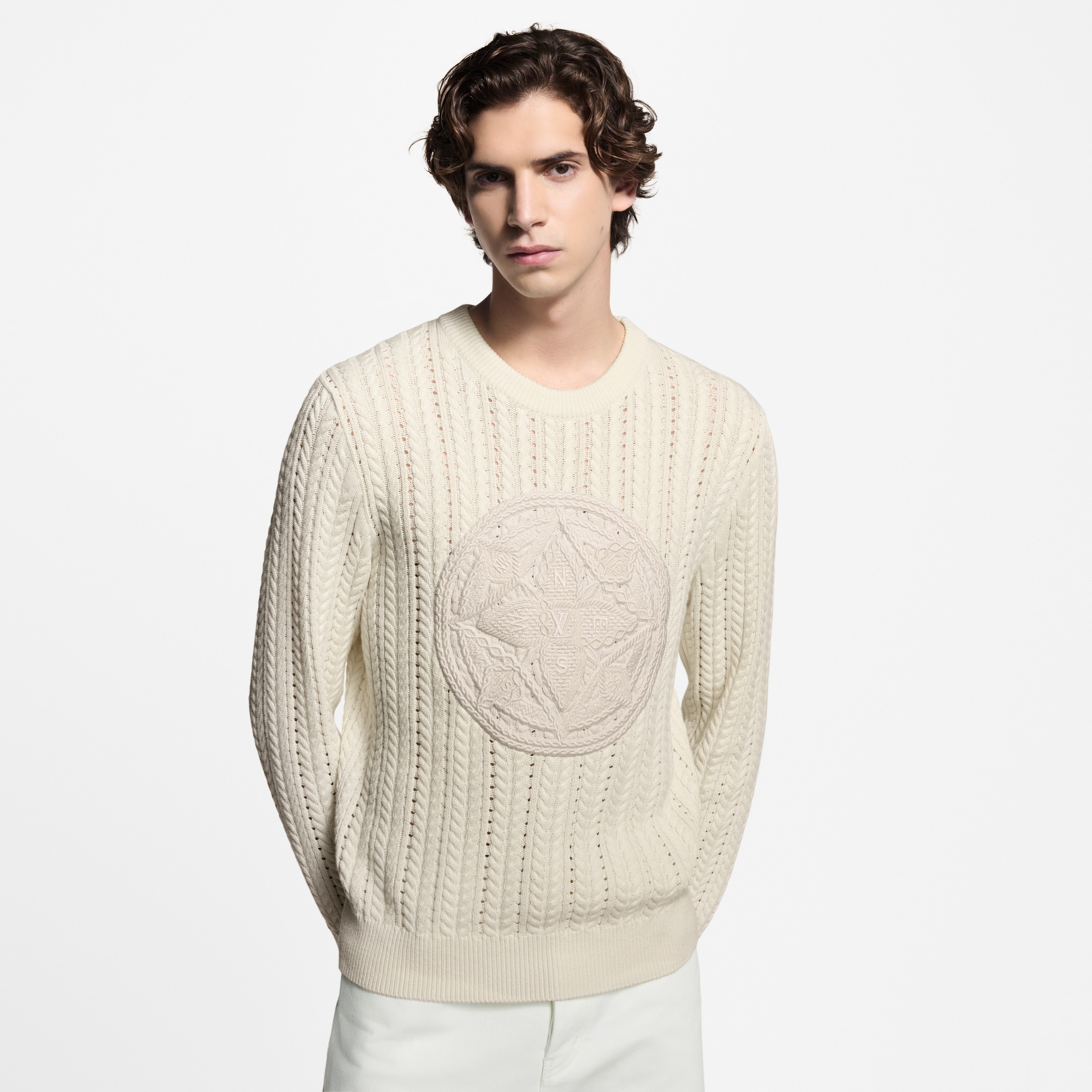  Ready-to-Wear Knitwear and Sweatshirts Long-Sleeved Cable-Knit Crewneck | Louis Vuitton ® (Product zoom)