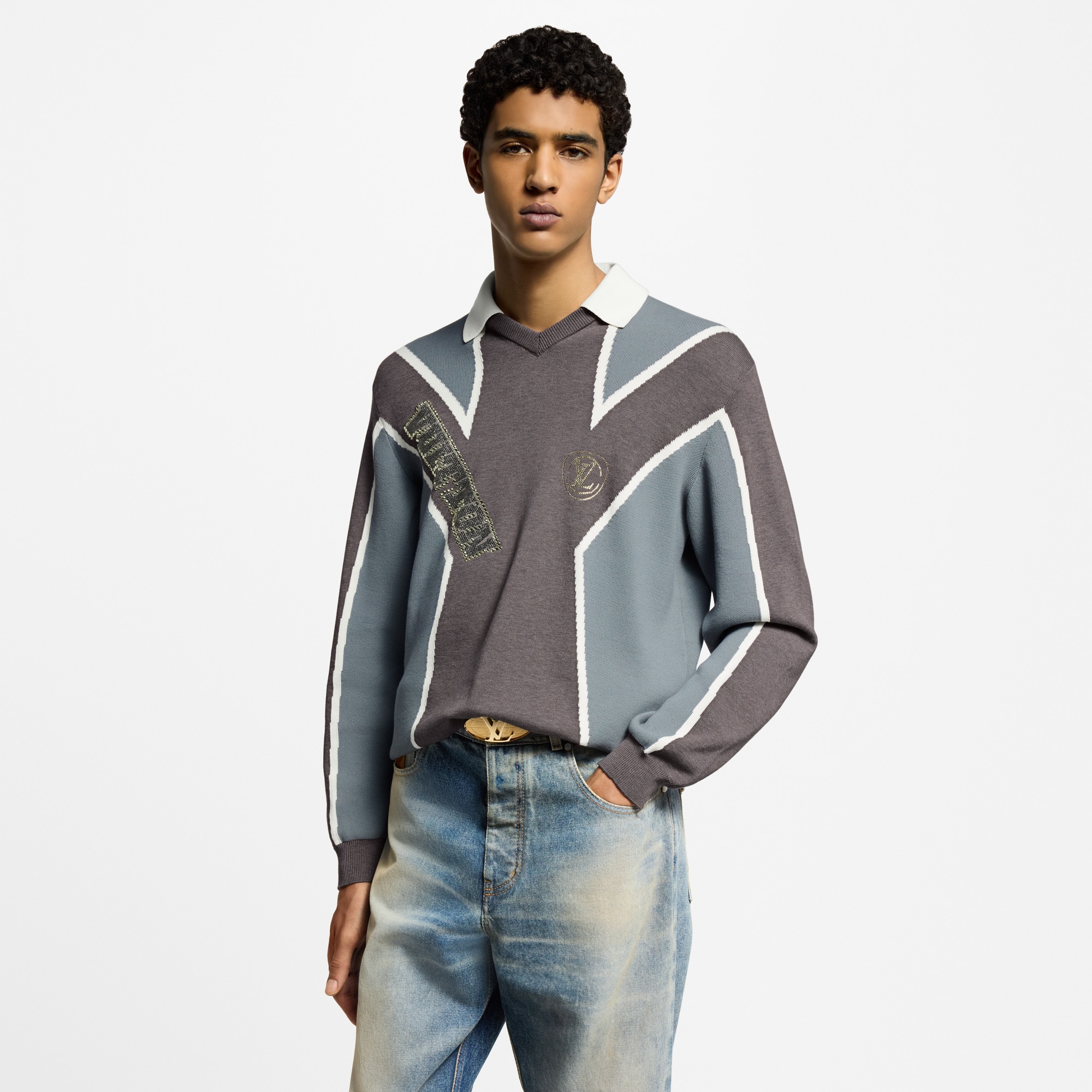  Ready-to-Wear T-Shirts and Polos Long-Sleeved Cotton Intarsia Soccer Top | Louis Vuitton ® (Product zoom)
