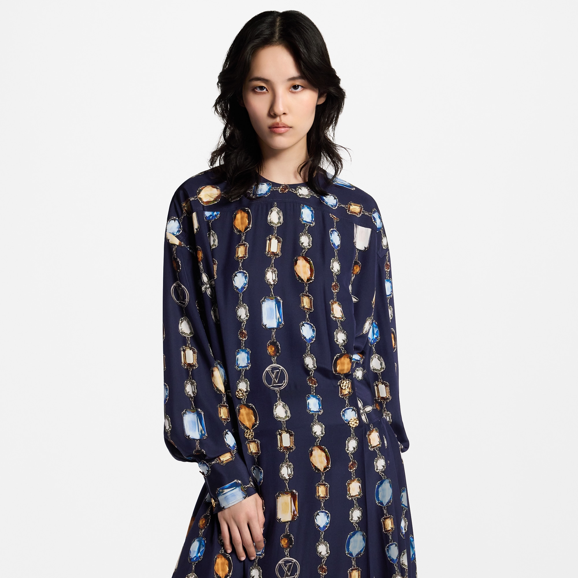 Long-Sleeved Necklace Dress