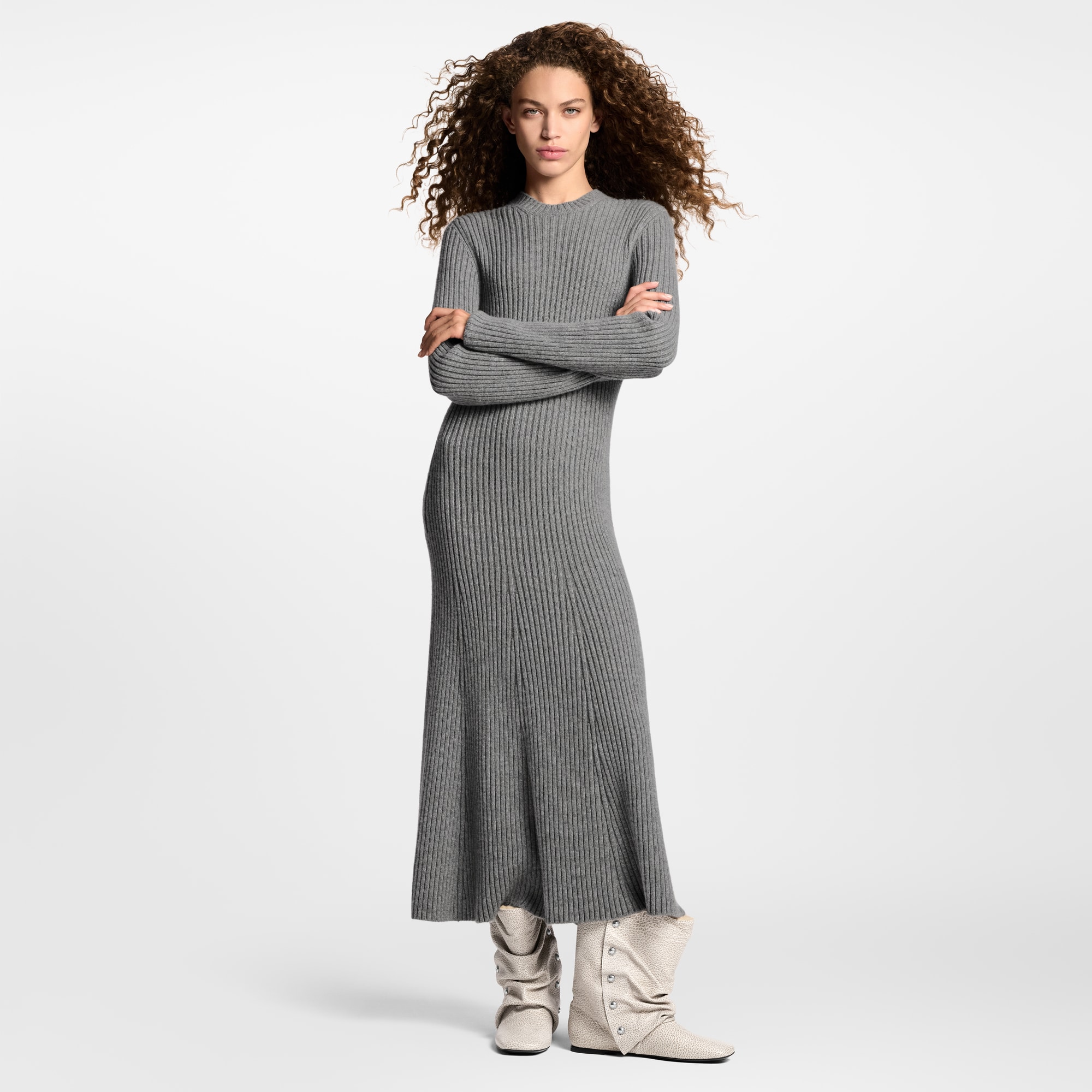 Ready-to-Wear Dresses Long-Sleeved Rib-Knit Maxi Dress | Louis Vuitton ® (Product zoom)