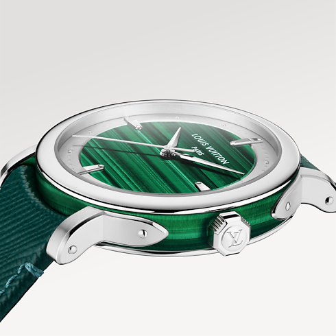 Watches Collections Escale Louis Vuitton Escale, Automatic, 40mm, Platinum and malachite | Louis Vuitton ® (Product zoom)