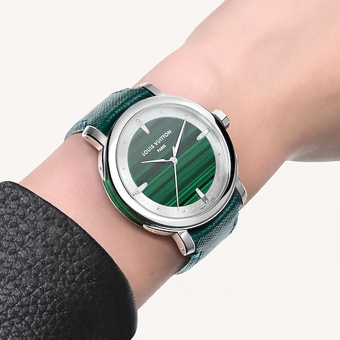 Watches Collections Escale Louis Vuitton Escale, Automatic, 40mm, Platinum and malachite | Louis Vuitton ® (Product zoom)