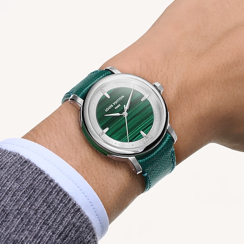 Watches Collections Escale Louis Vuitton Escale, Automatic, 40mm, Platinum and malachite | Louis Vuitton ® (Product zoom)