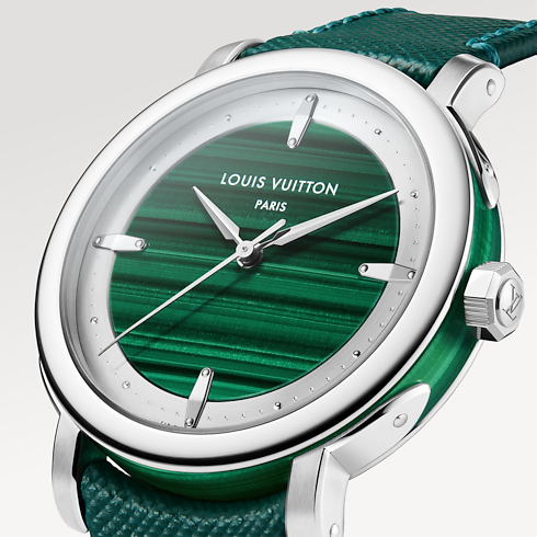 Watches Collections Escale Louis Vuitton Escale, Automatic, 40mm, Platinum and malachite | Louis Vuitton ® (Product zoom)