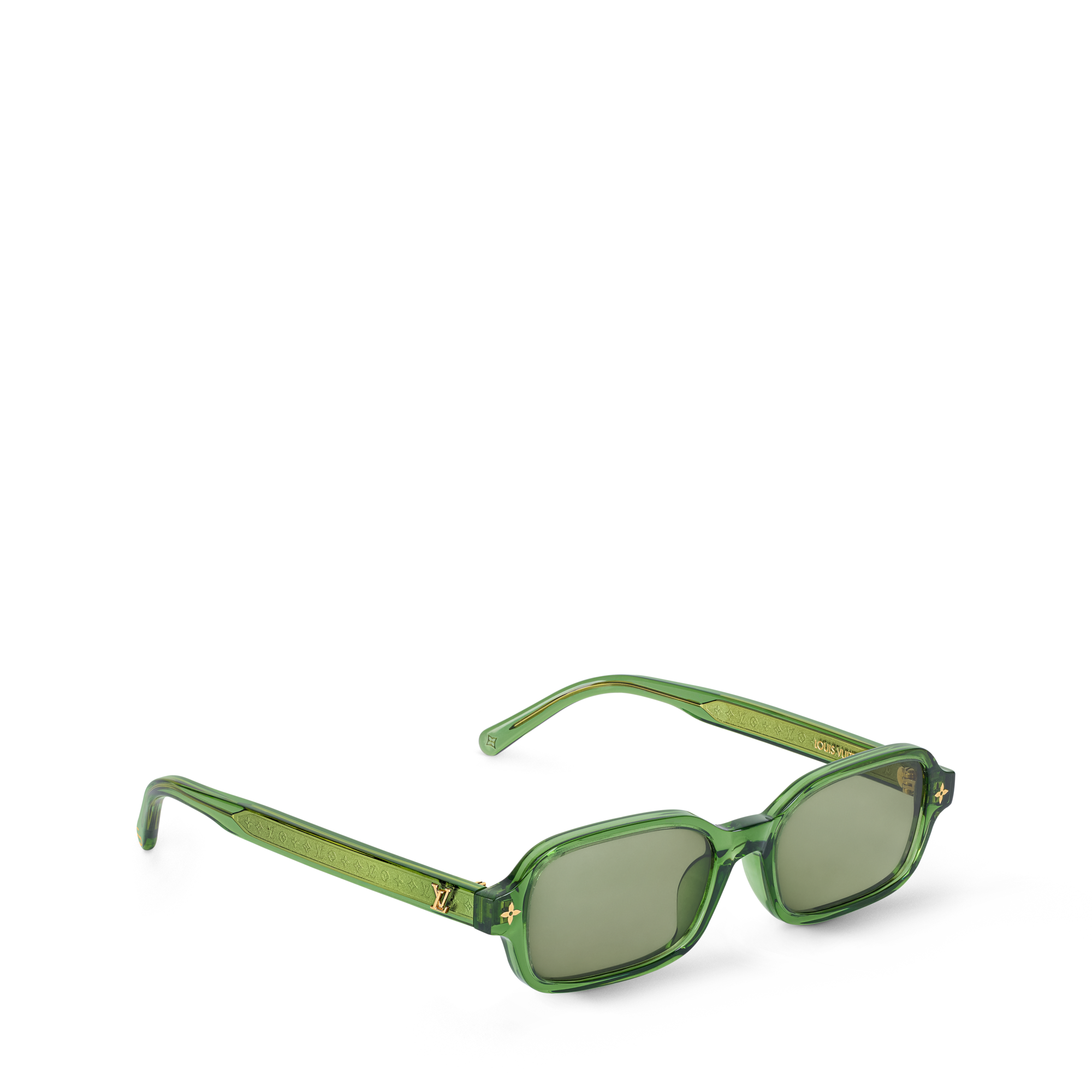 Louis Vuitton Green Tortoiseshell Rectangle Sunglasses LV Aura Low Rectangle Sunglasses S00 - Women - Accessories  main image 4