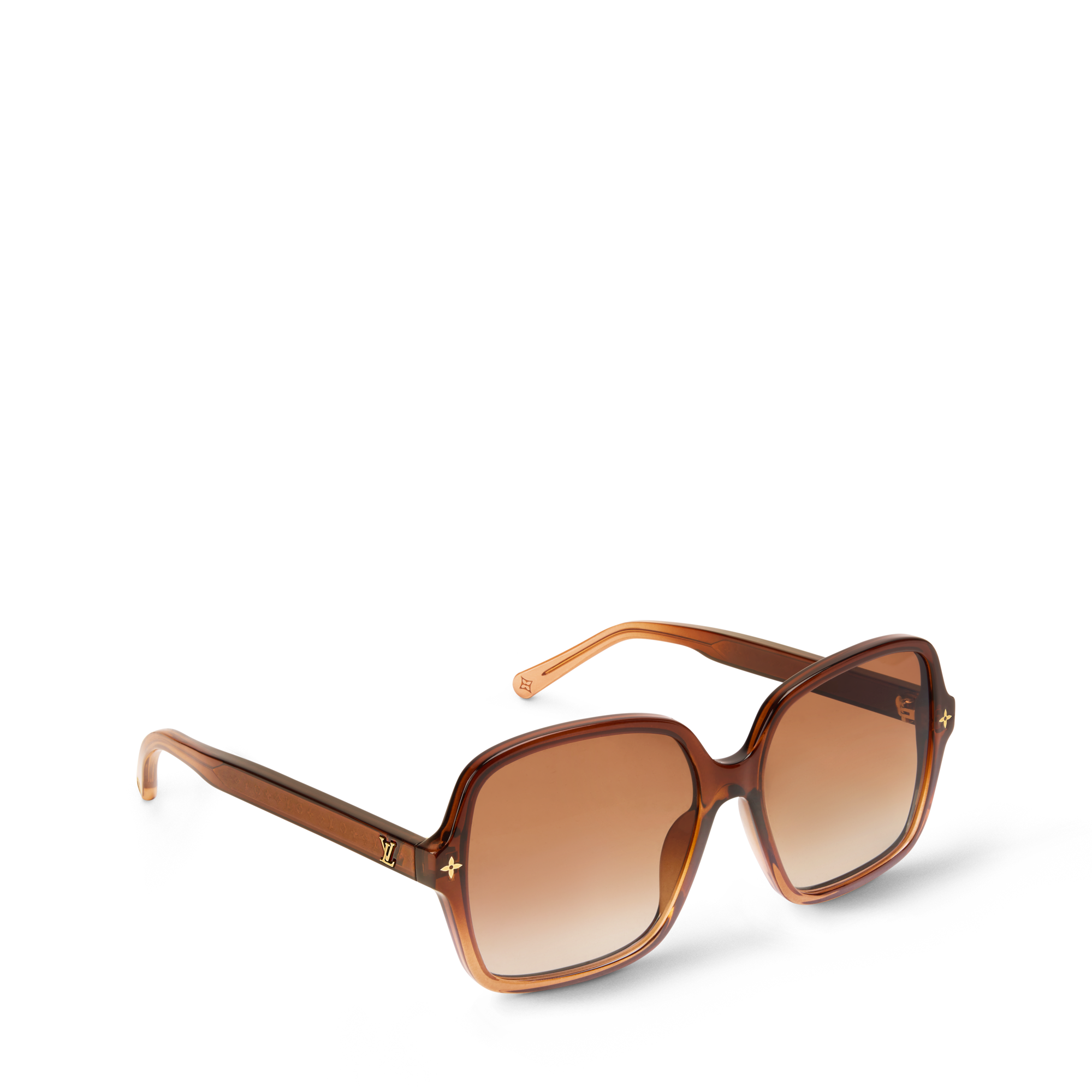 Louis Vuitton Gold Frame Brown Gradient Square Sunglasses with Signature Motif LV Attitude Sunglasses S00 - Men - Accessories | LOUIS VUITTON ® main image 3