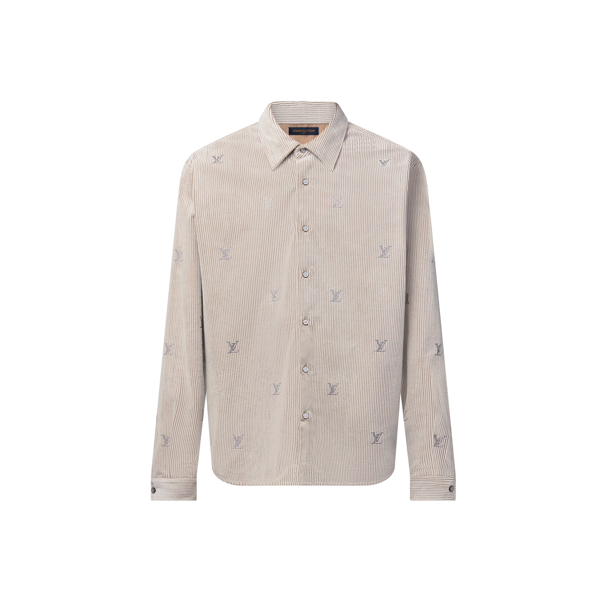 LV Blason Embellished Long-Sleeved Corduroy Shirt