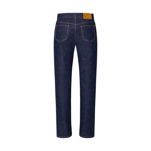 Ready-to-Wear Denim LV Blason Embroidered Denim Pants | Louis Vuitton ® (Product zoom)