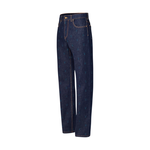 Ready-to-Wear Denim LV Blason Embroidered Denim Pants | Louis Vuitton ® (Product zoom)