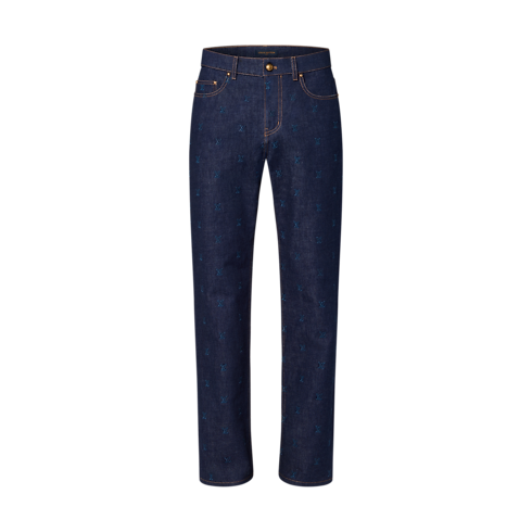 Ready-to-Wear Denim LV Blason Embroidered Denim Pants | Louis Vuitton ® (Product zoom)