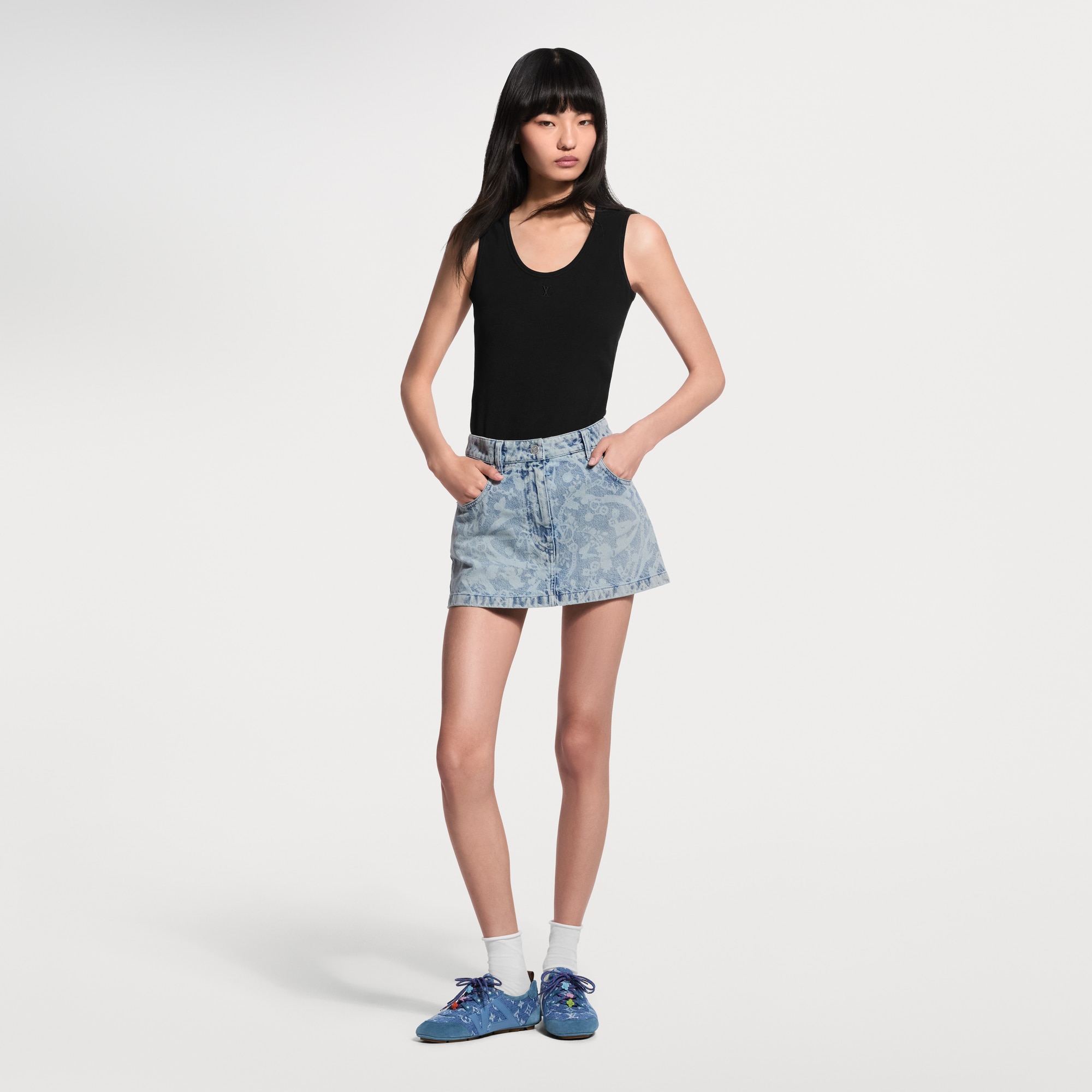 LV Bloom Denim Mini Skirt - Women - Ready-to-Wear | LOUIS  display picture 2
