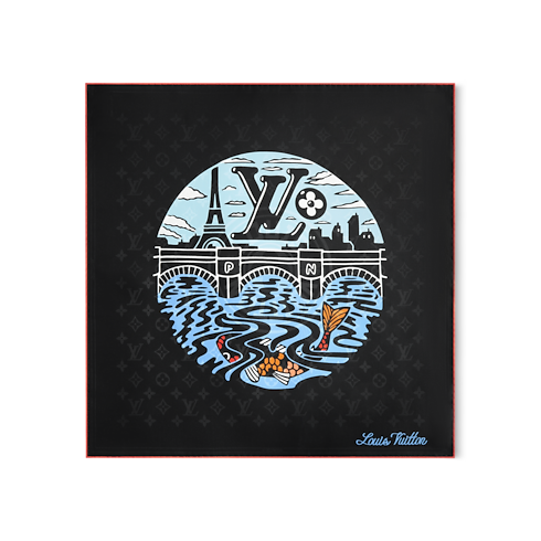 S00 Accessories Silk and Bandanas LV City Stamp Bandana | Louis Vuitton ® (Product zoom)