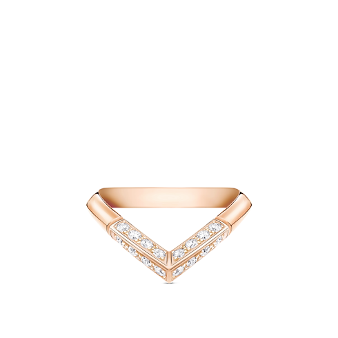Categories Wedding Bands LV Diamonds Pavé V Ring, Pink Gold | Louis Vuitton ® (Product zoom)