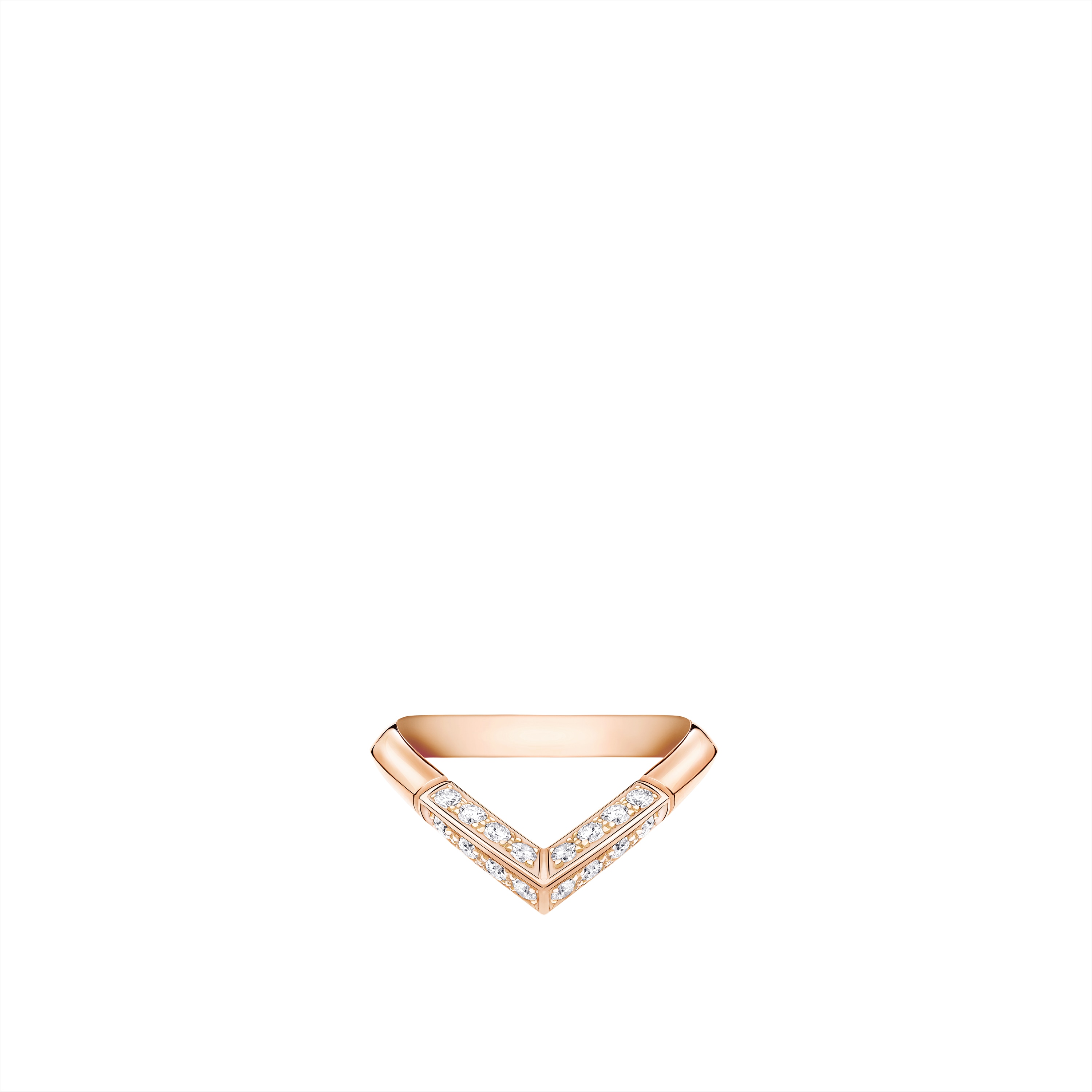  Categories Wedding Bands LV Diamonds Pavé V Ring, Pink Gold | Louis Vuitton ® (Product zoom)