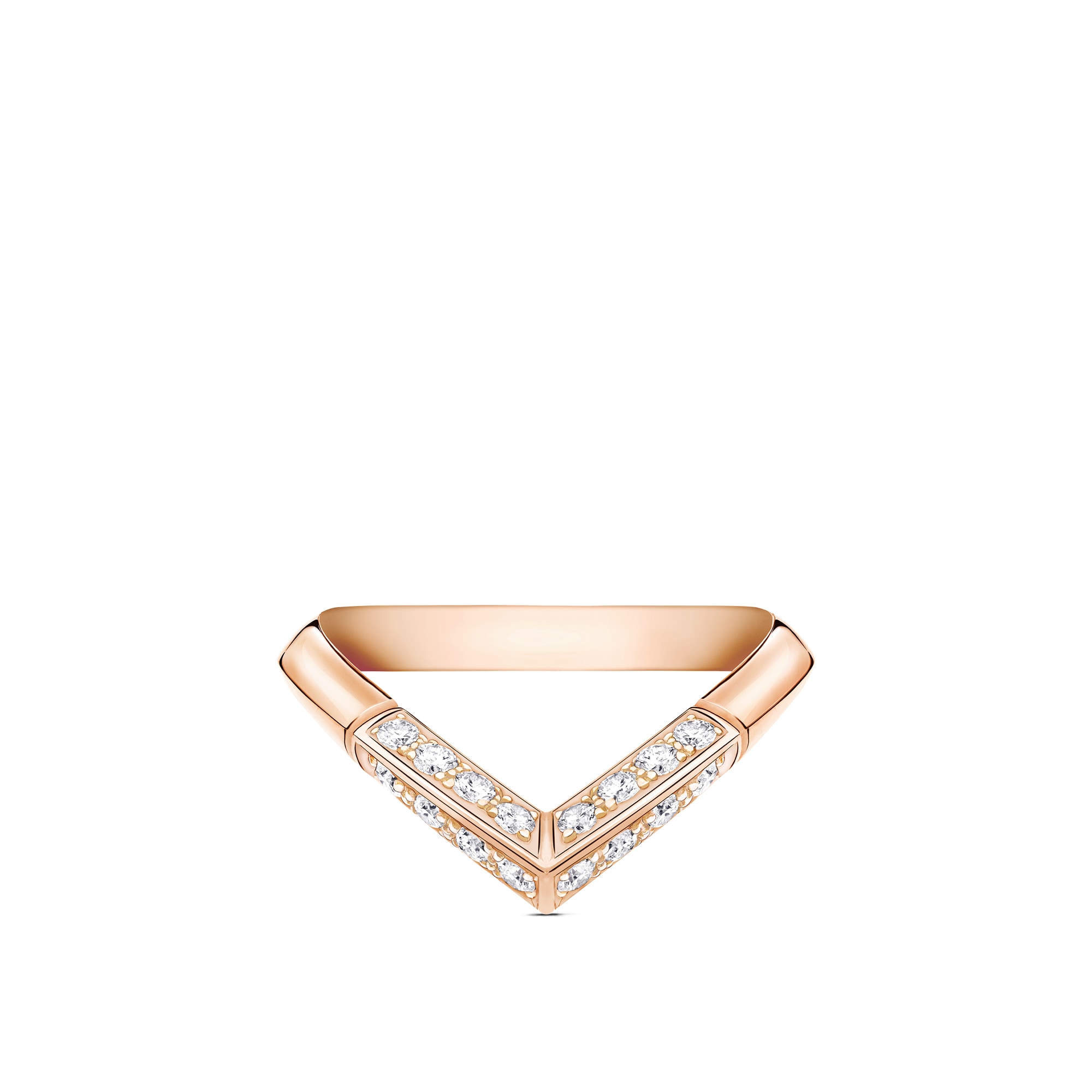  Categories Wedding Bands LV Diamonds Pavé V Ring, Pink Gold | Louis Vuitton ® (Product zoom)