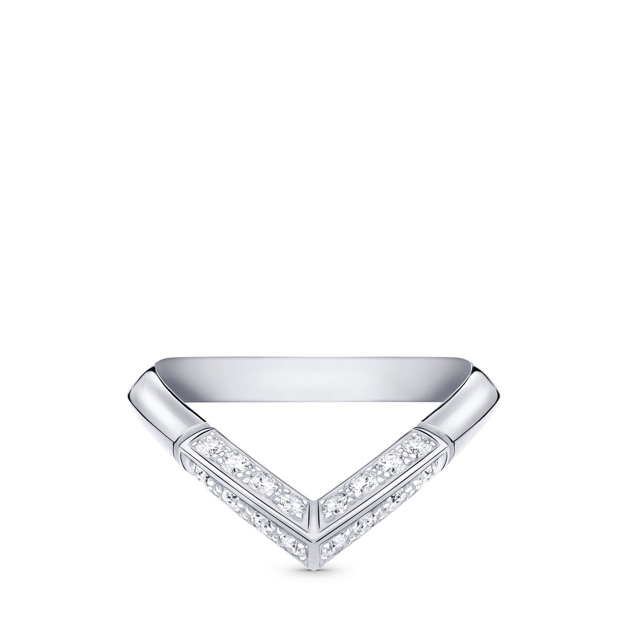  Categories Wedding Bands LV Diamonds Pavé V Ring, Platinum | Louis Vuitton ® (Product zoom)