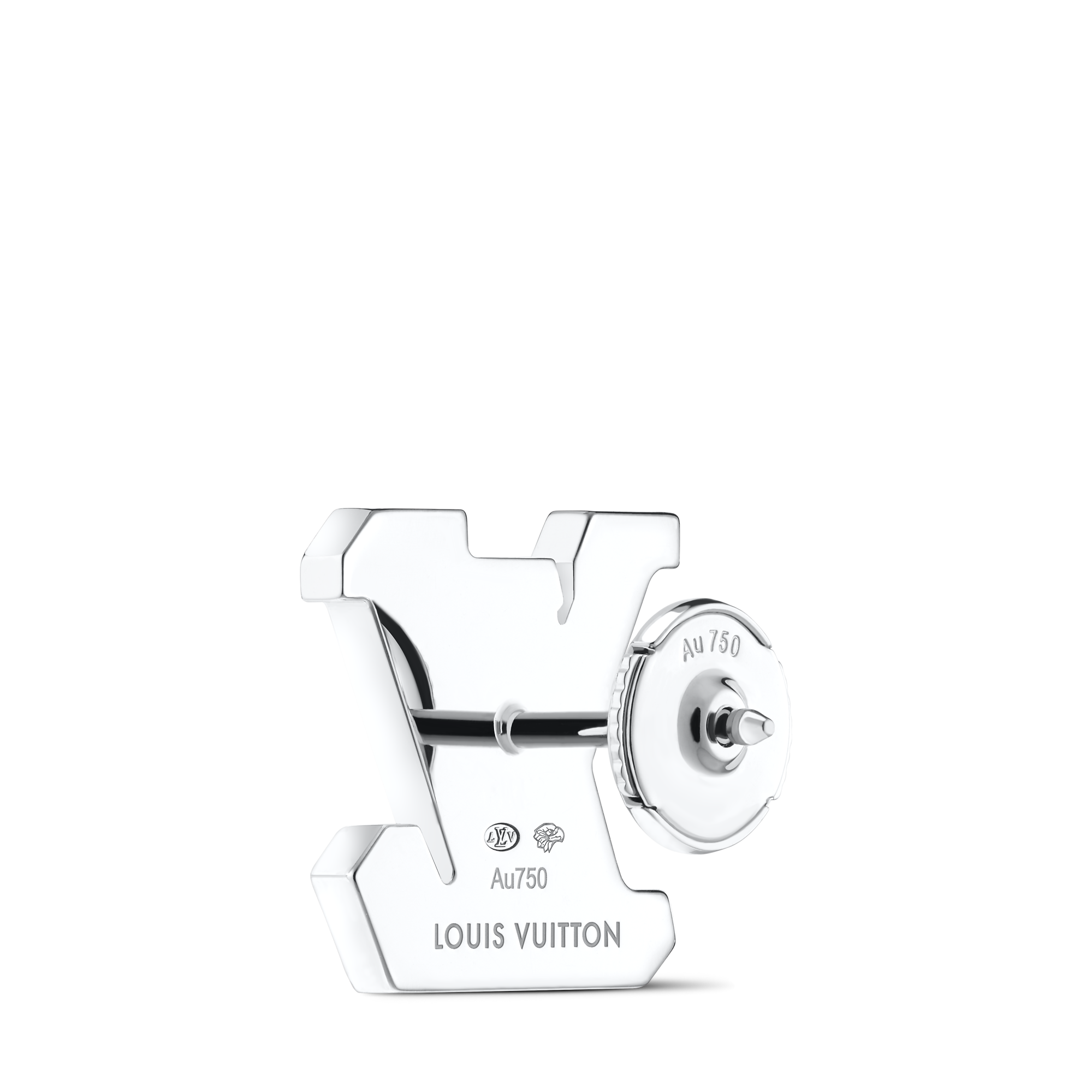 LV Earring, White Gold, Diamonds and Black Lacquer - Per Unit