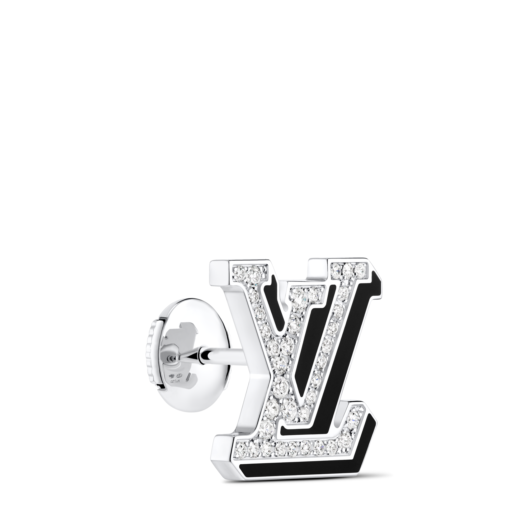  Categories Earrings LV Earring, White Gold, Diamonds and Black Lacquer - Per Unit | Louis Vuitton ® (Product zoom)