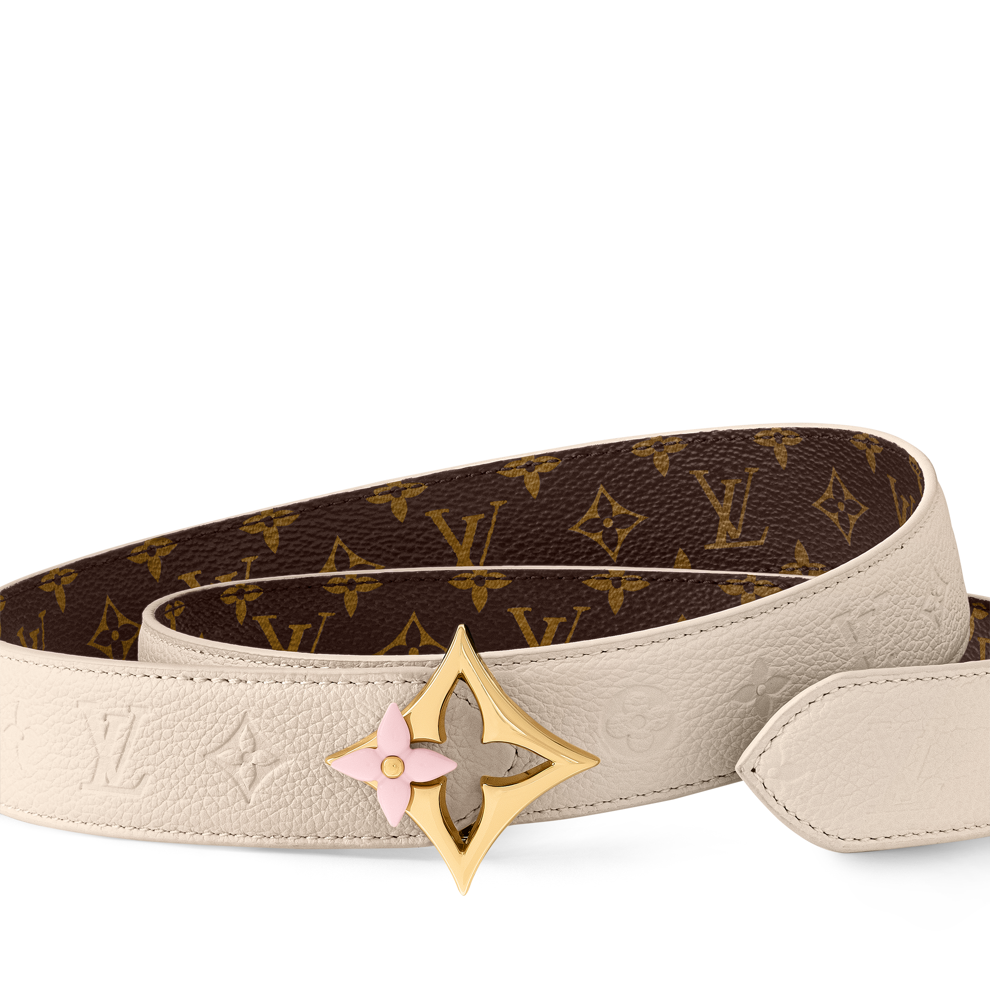 Louis Vuitton Beige Leather Belt with Gold Buckle LV Dimension 40mm Reversible Belt - Accessories M4154T  main image 2