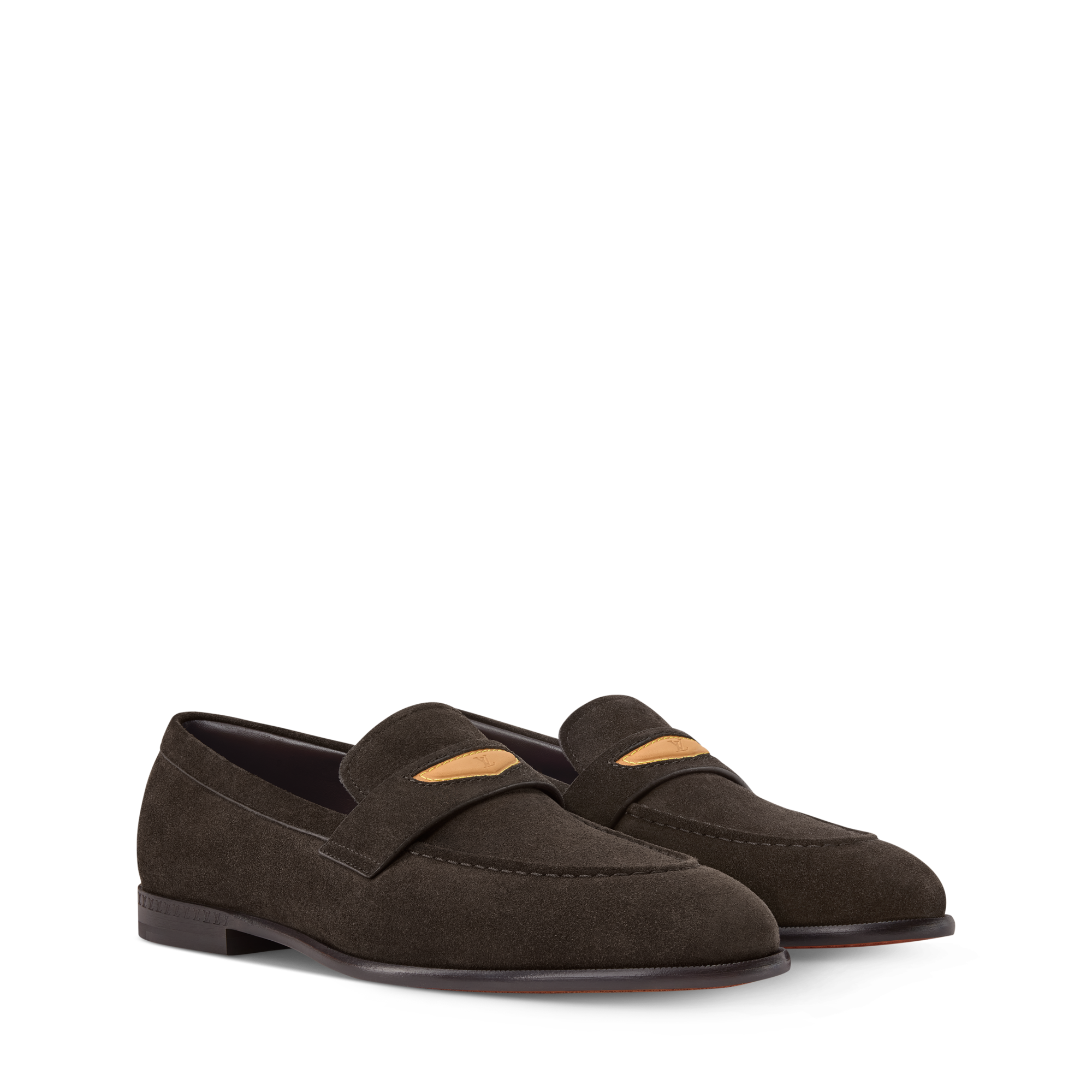 Louis Vuitton Men\'s Dark Brown Suede Penny Loafers LOUIS VUITTON Dark Brown Suede leather Moccasin Loafers Size 8 main image 4