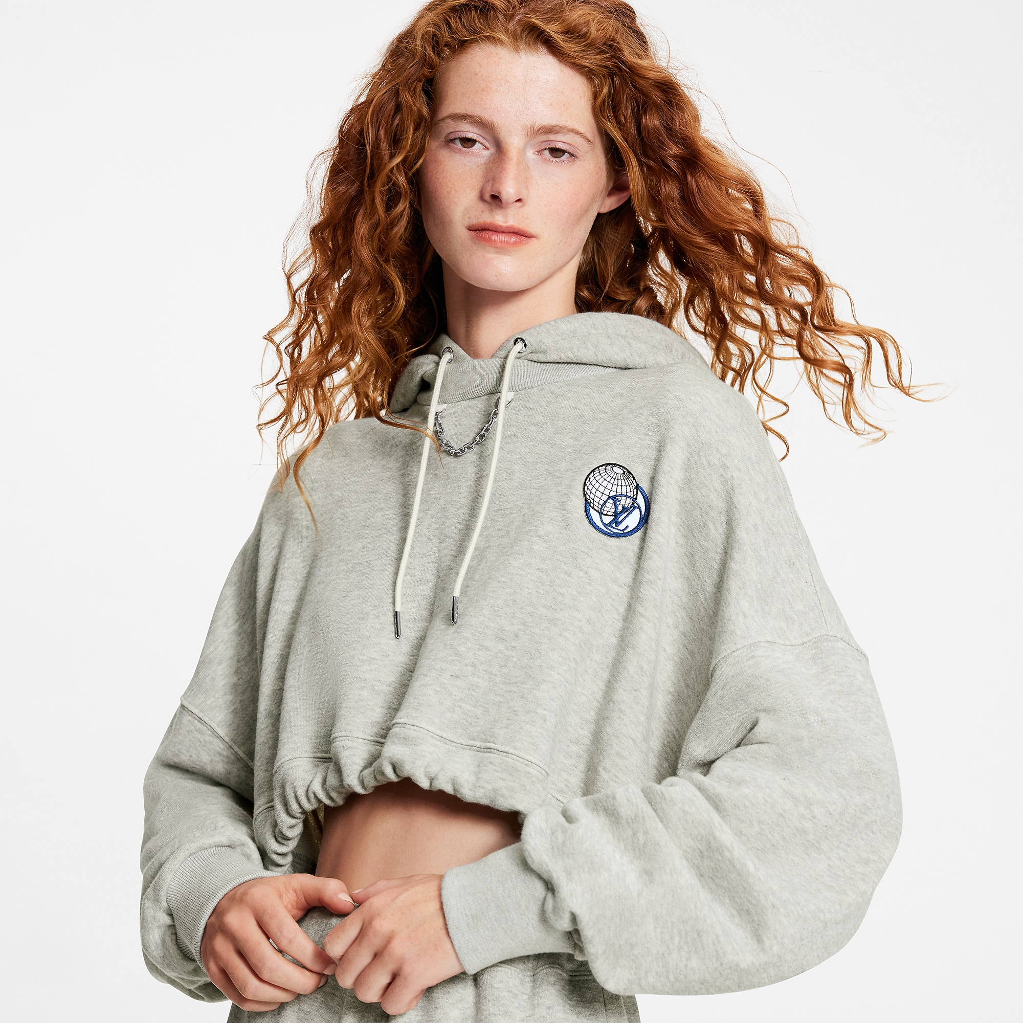LV Globe Cropped Hoodie