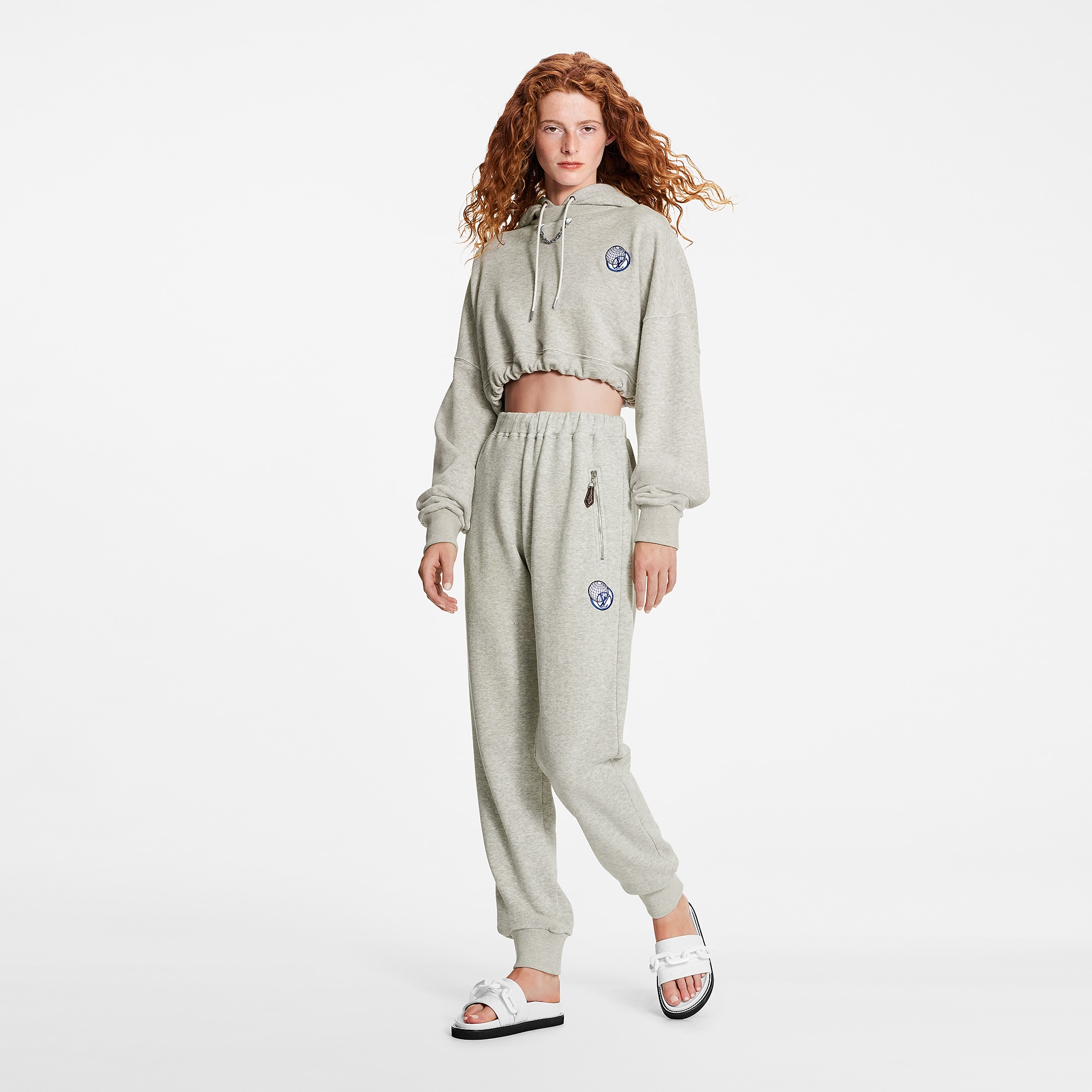 LV Globe Cropped Hoodie