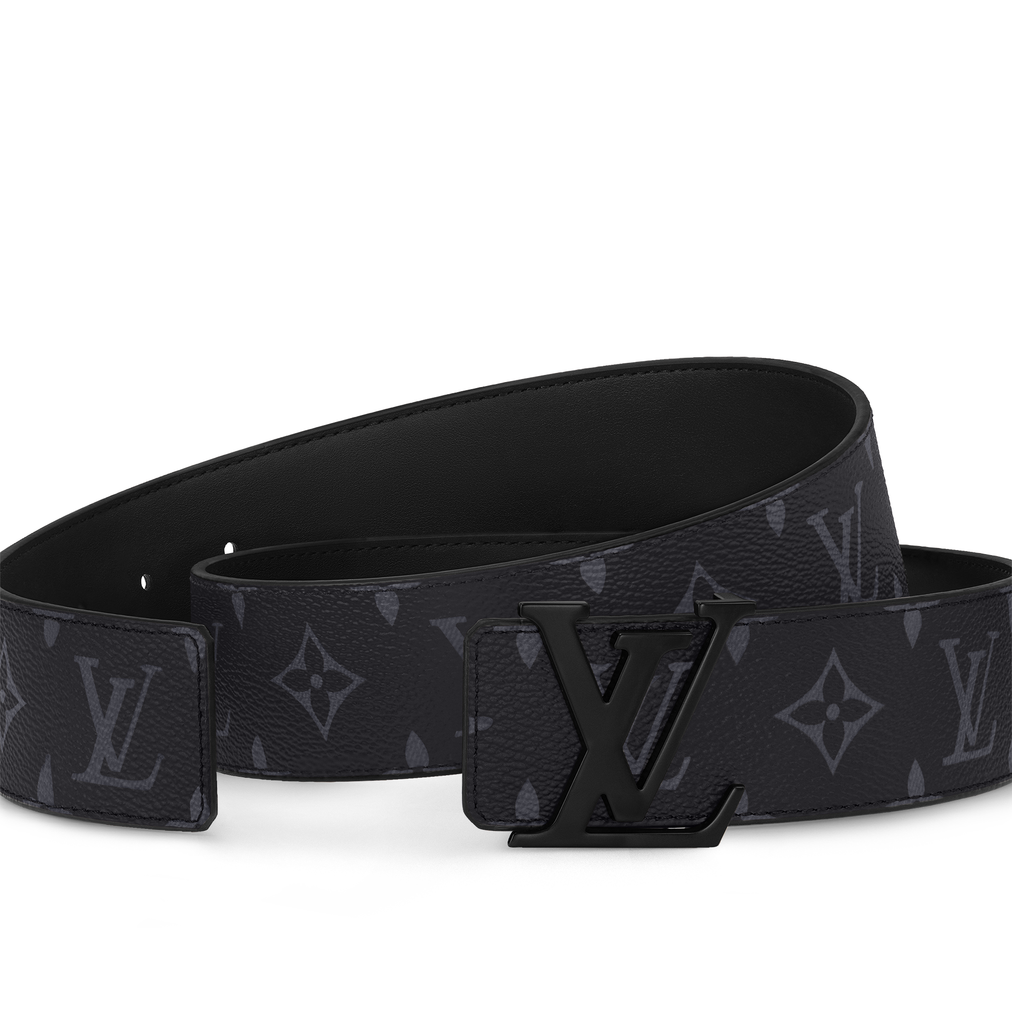 LV Initiales 40mm Matte Black Belt Monogram Eclipse Canvas - Men 