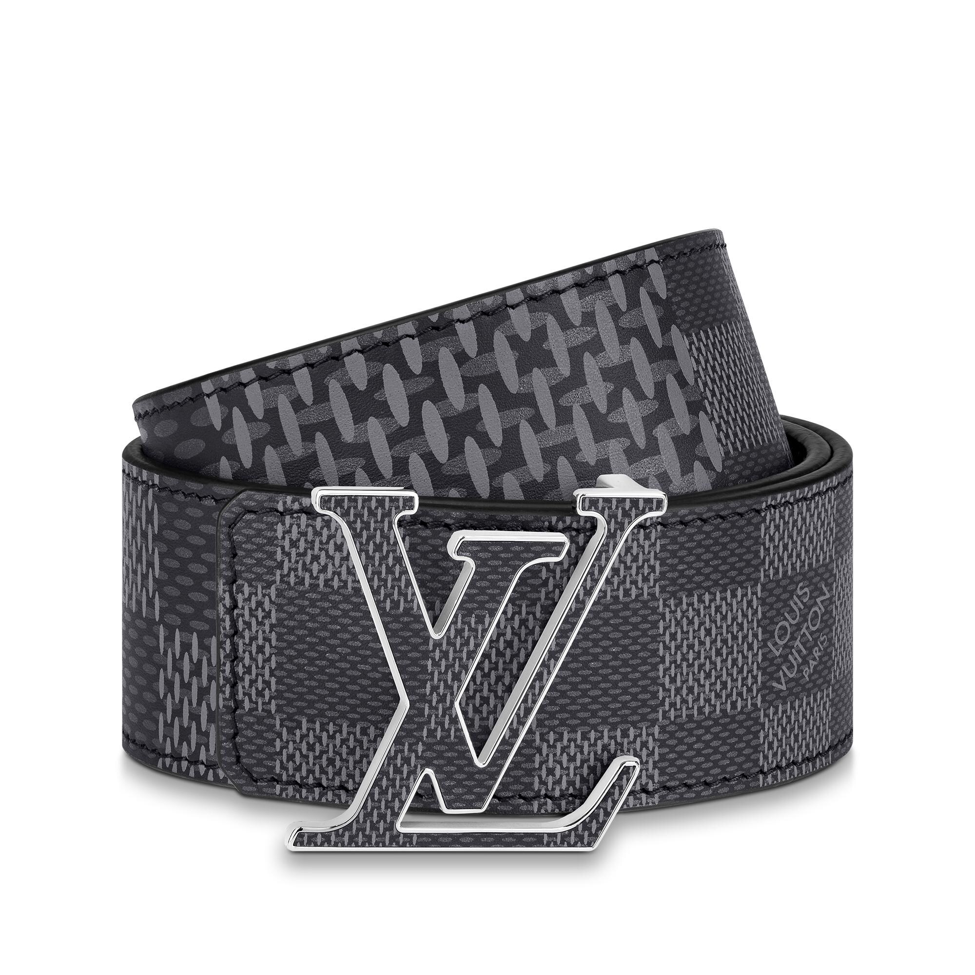 Monogram Black Lv Belts Brown Belt Silver Black Checkered 