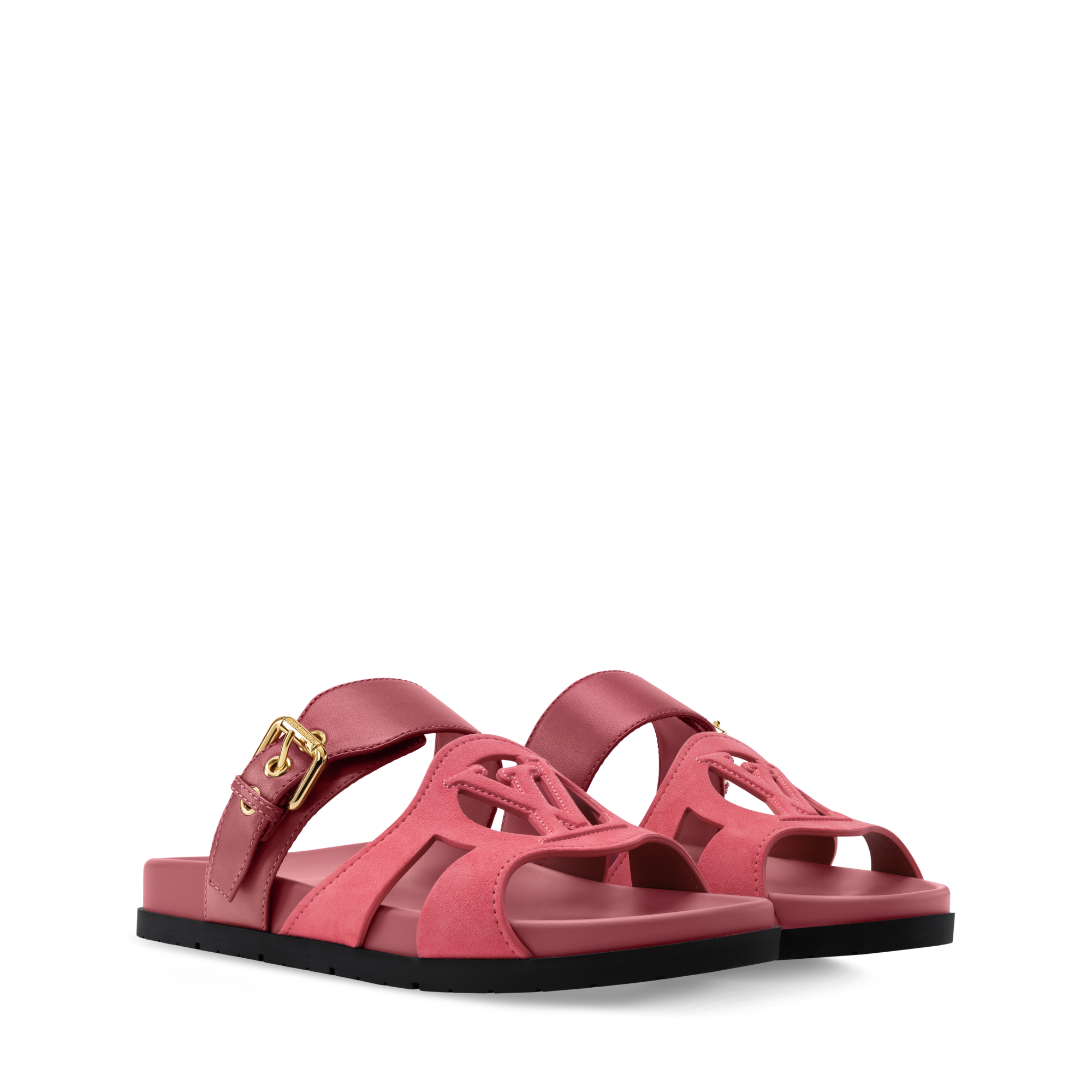 Louis Vuitton Monogram Lambskin Beach Sandals LOUIS VUITTON Vintage LV Logo Monogram Mule Sandals #37 Pink  main image 4