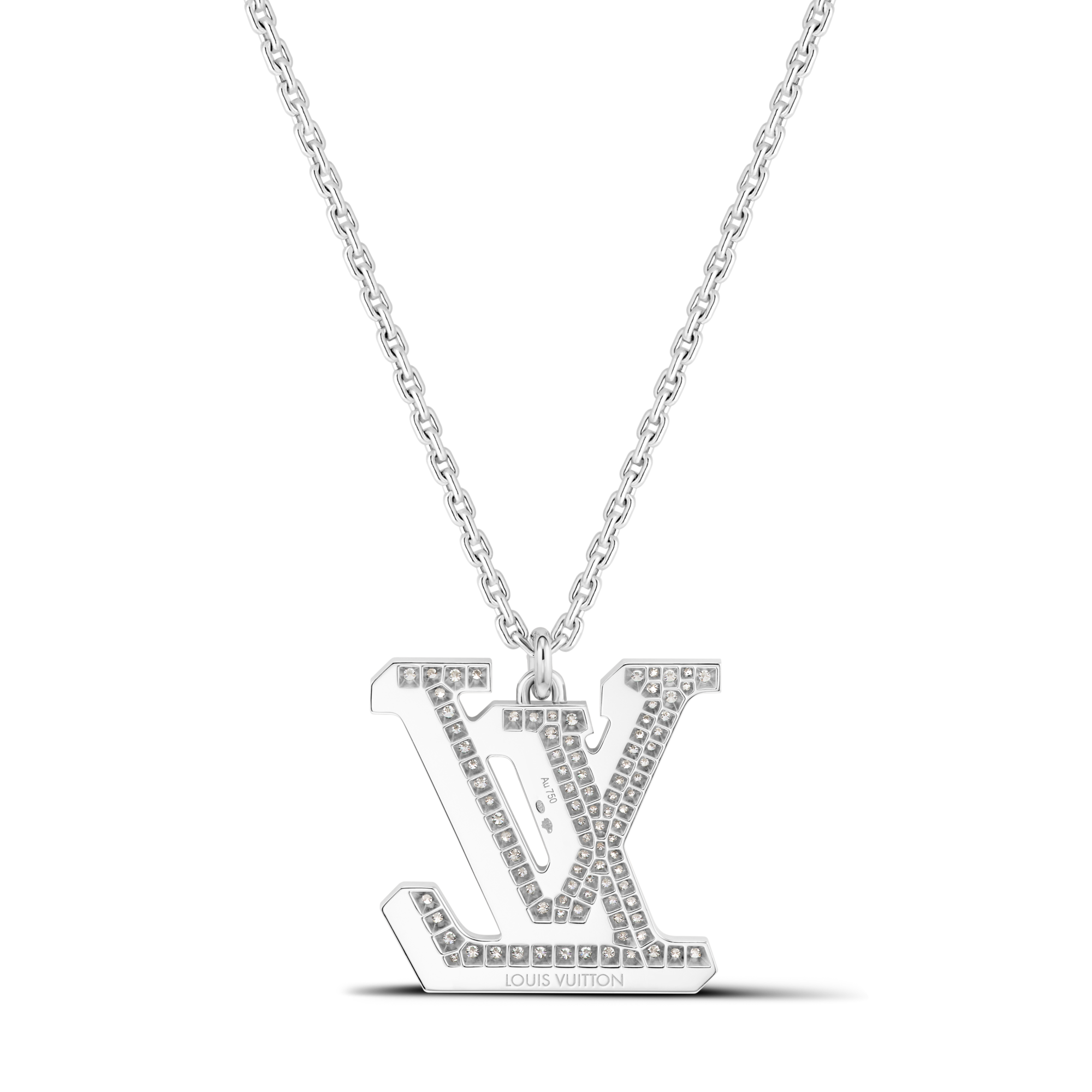  Categories Necklaces and Pendants  LV Large Pendant, White Gold, Diamonds and Black Lacquer | Louis Vuitton ® (Product zoom)