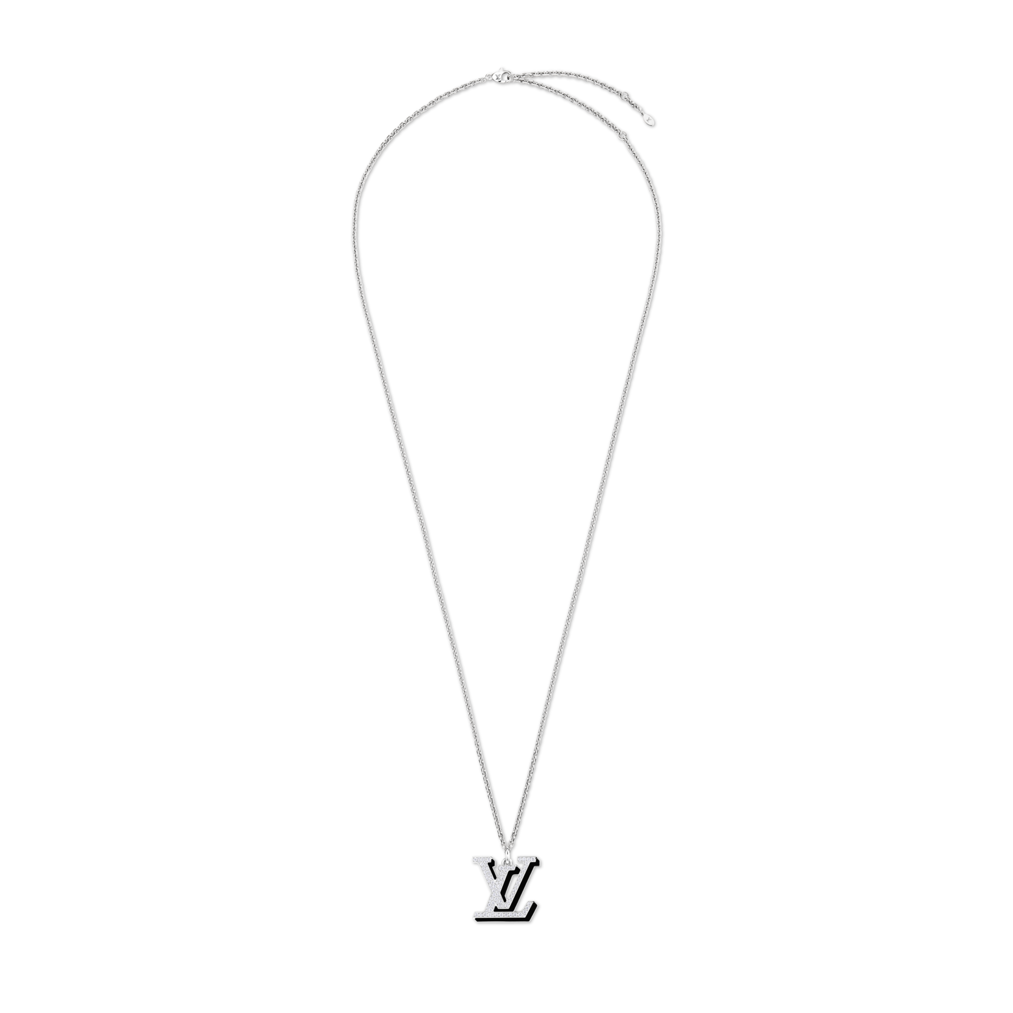 Categories Necklaces and Pendants  LV Large Pendant, White Gold, Diamonds and Black Lacquer | Louis Vuitton ® (Product zoom)