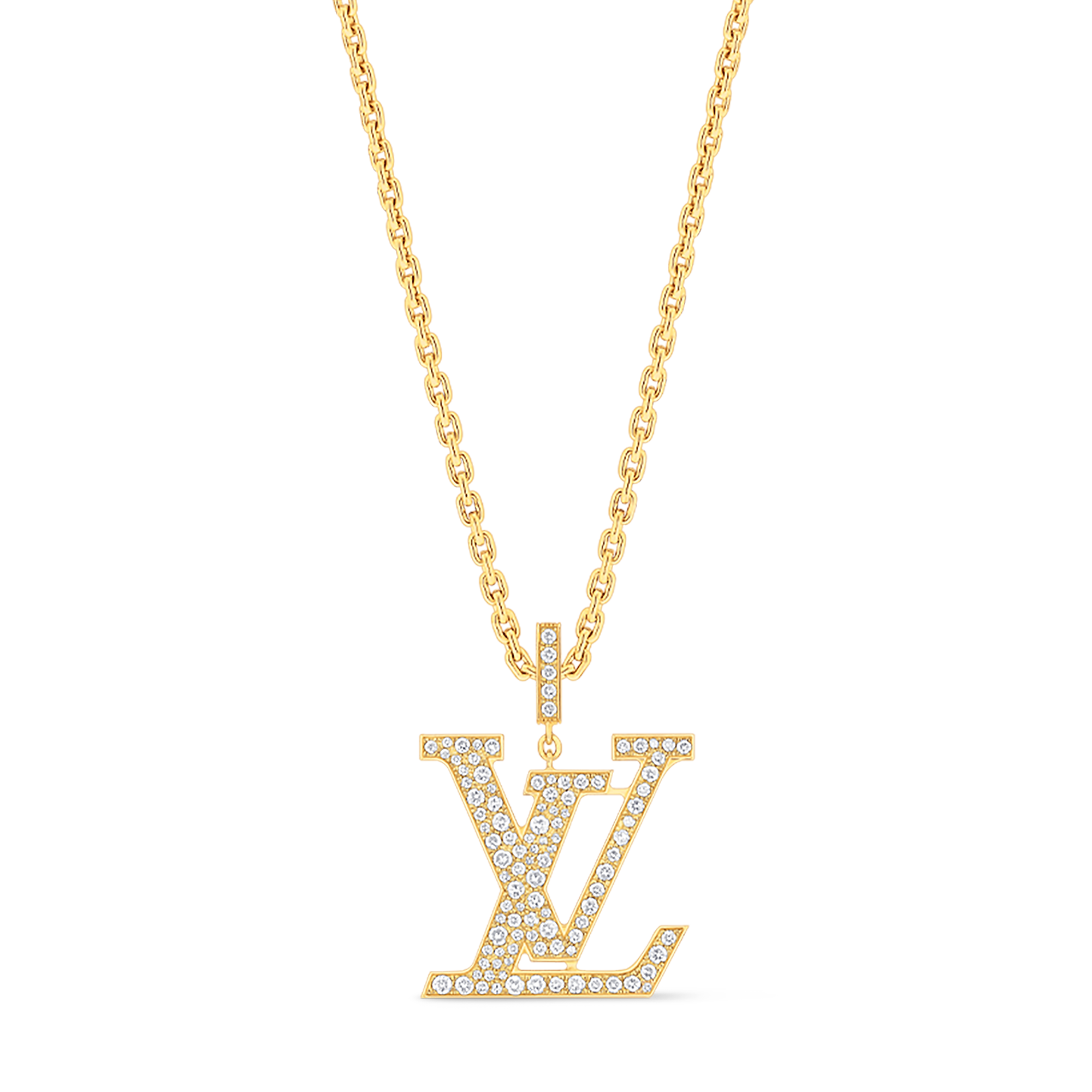 LV Large Pendant, Yellow Gold And Diamonds