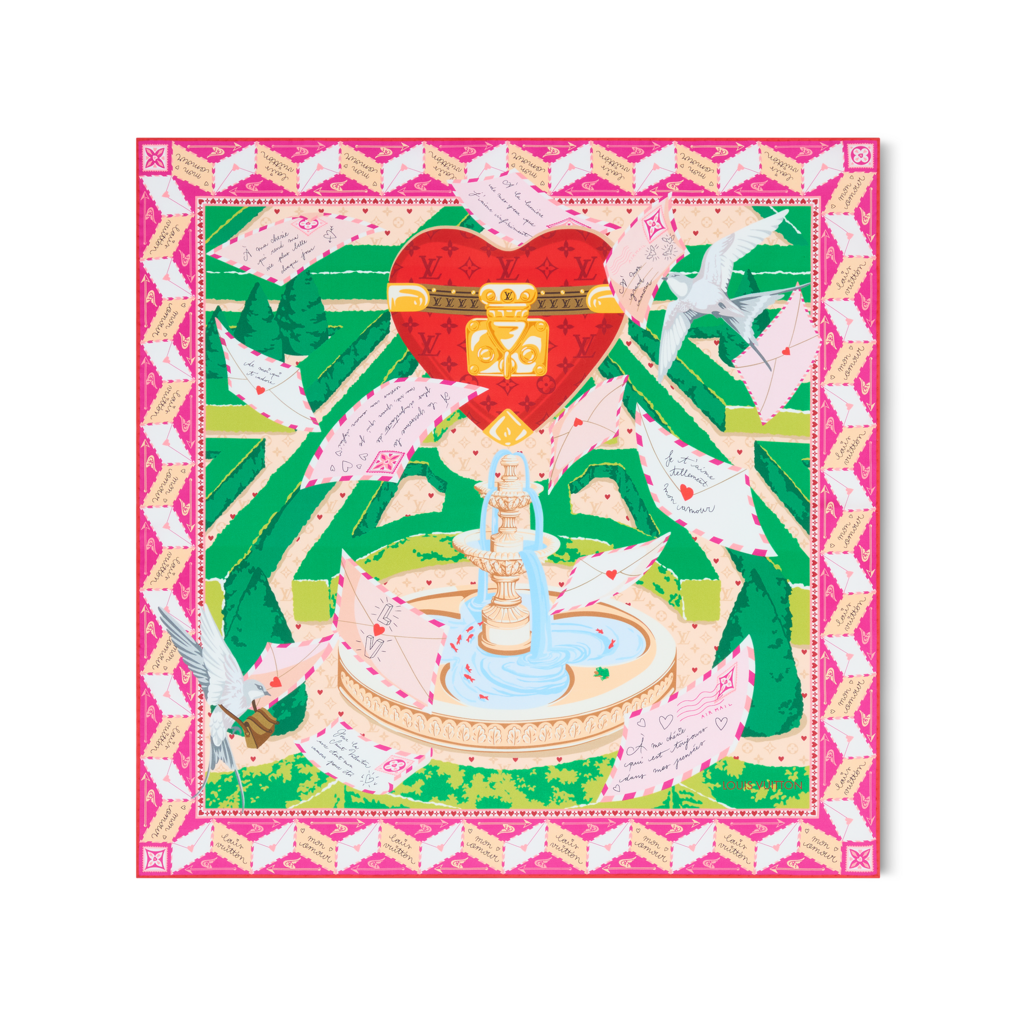 S00 Accessories Silk Squares and Bandeaus  LV Love Letters Square 70 | Louis Vuitton ® (Product zoom)