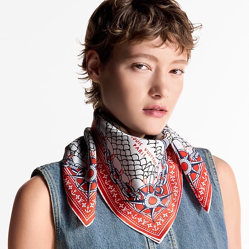 S00 Accessories Silk Squares and Bandeaus LV Ocean Treasure Map Square 70 | Louis Vuitton ® (Product zoom)