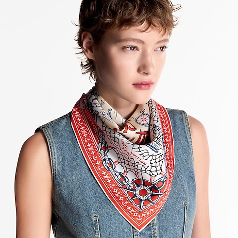 S00 Accessories Silk Squares and Bandeaus LV Ocean Treasure Map Square 70 | Louis Vuitton ® (Product zoom)