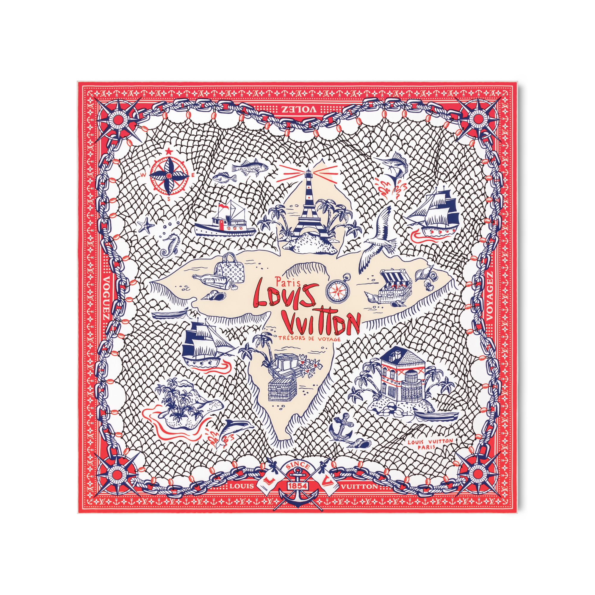 S00 Accessories Silk Squares and Bandeaus  LV Ocean Treasure Map Square 70 | Louis Vuitton ® (Product zoom)