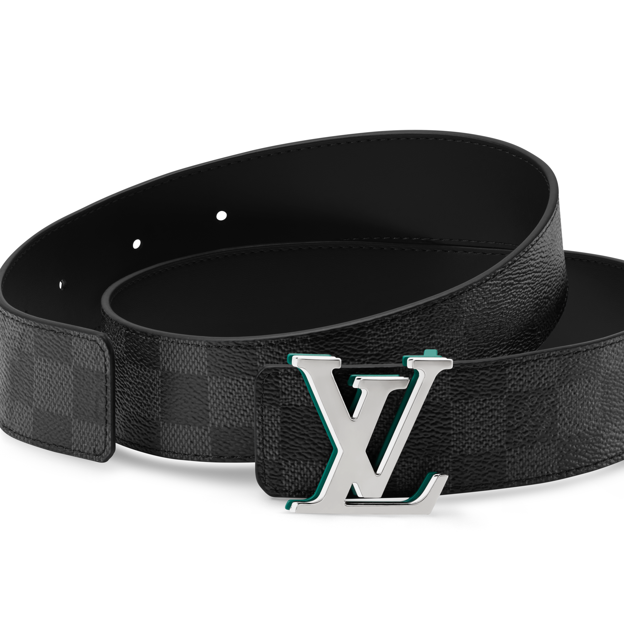 Louis Vuitton Damier Graphite Ceinture LV Cut 110 44 Black Leather Belt Authentic Louis Vuitton Damier Graphite Belt Men main image 3