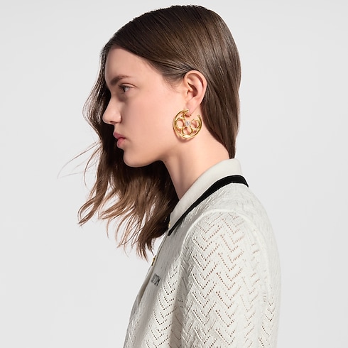 LV Pearly Flower Earrings Worn View