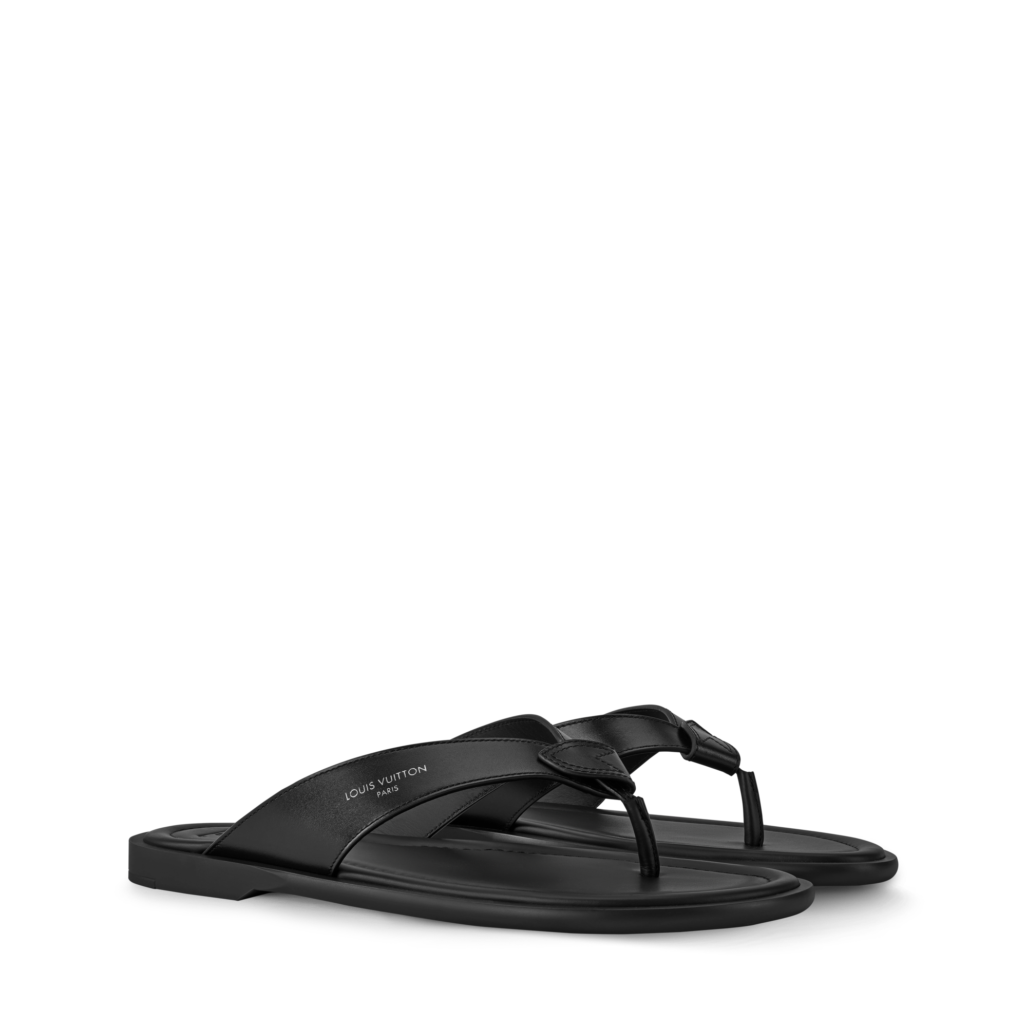 Louis Vuitton Black Leather Flip-Flops Authentic New Louis Vuitton Black Leather Atoll Thong  main image 3