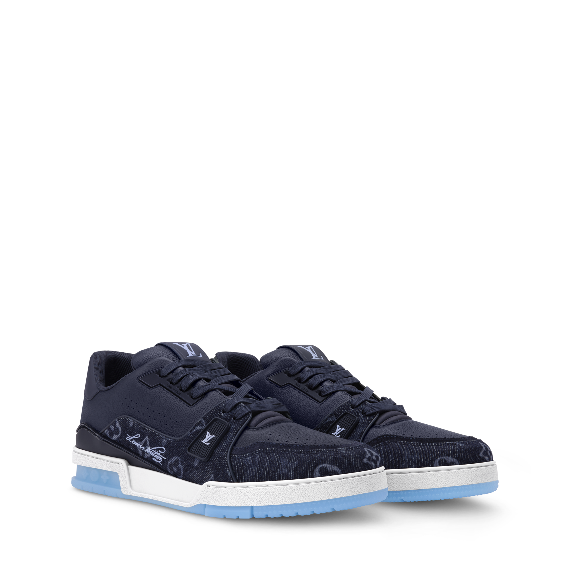 Louis Vuitton 1AC510 Blue/Grey/Black Trainer Sneakers LV Size 9 - US Size 10 SPB Louis Vuitton LV Trainer Blue Grey Black – SNEAKER STORE CO main image 2
