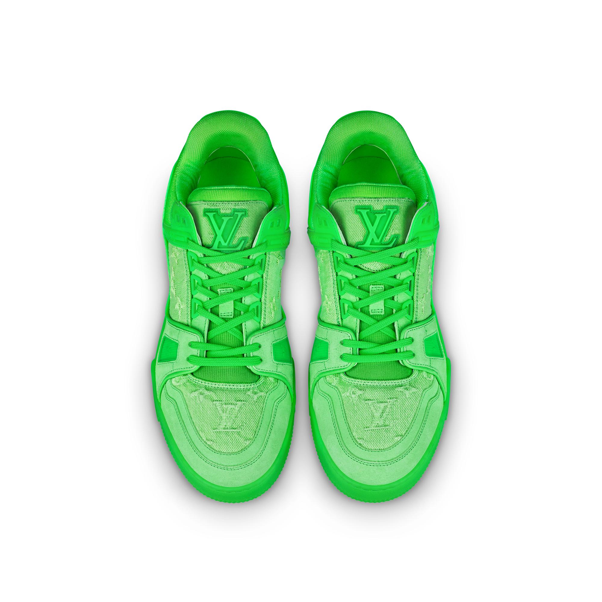 louis vuitton lv trainer sneaker low white green