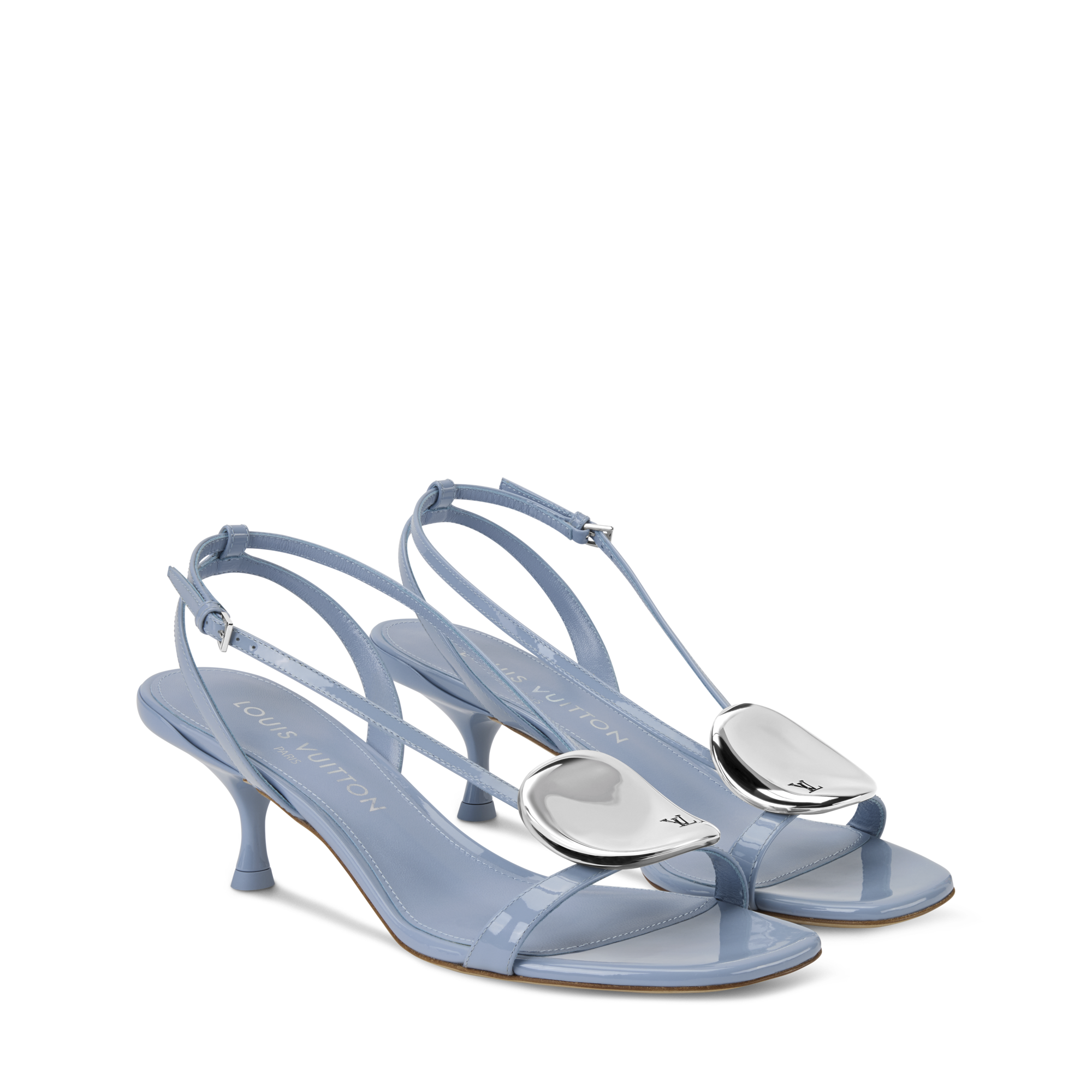 Louis Vuitton Sandals Silver Louis Vuitton Leather Slides - Silver Sandals, Shoes  main image 2