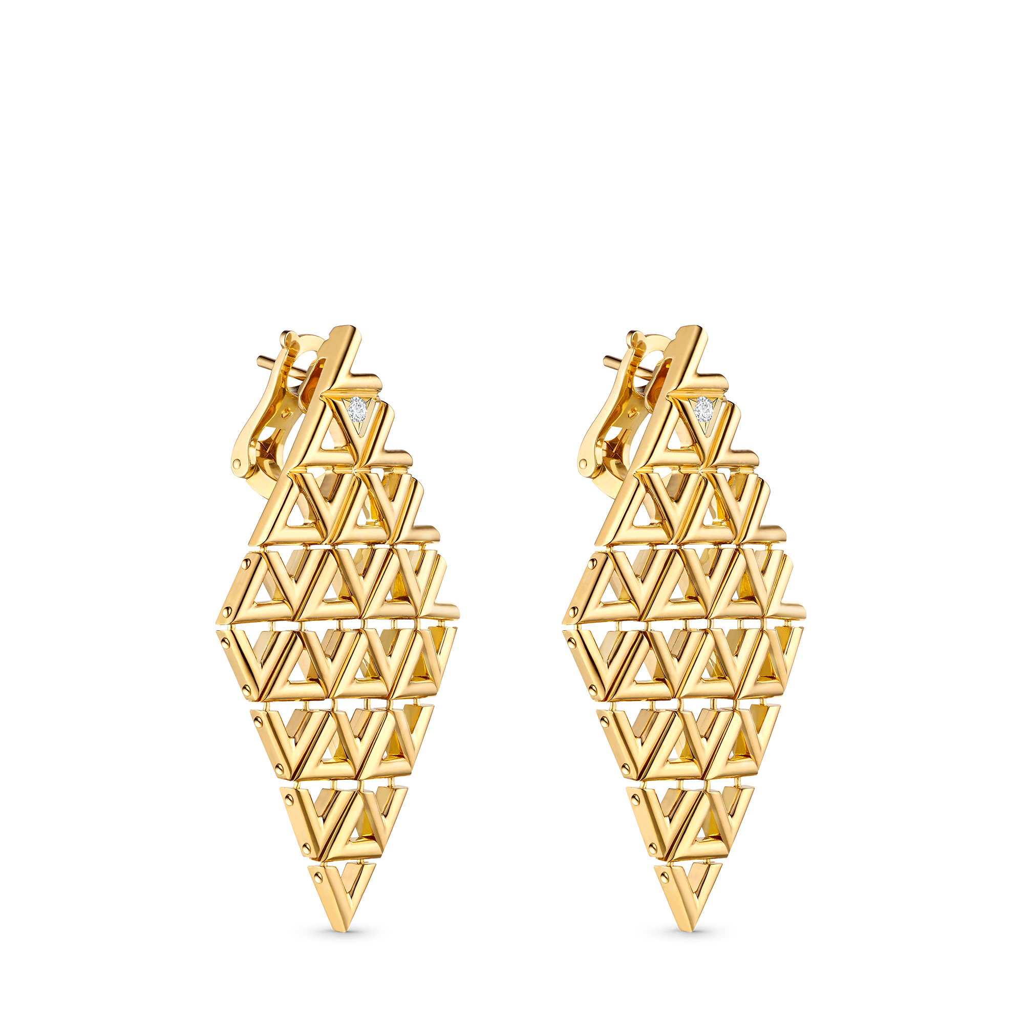  Categories All Fine Jewelry LV Volt Mesh Earrings, Yellow Gold And Diamonds | Louis Vuitton ® (Product zoom)