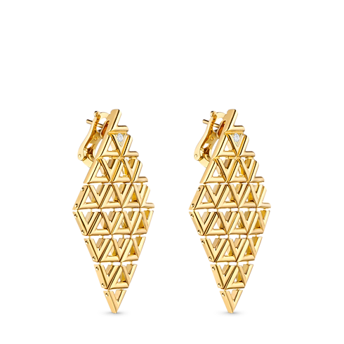 Categories All Fine Jewelry LV Volt Mesh Earrings, Yellow Gold And Diamonds | Louis Vuitton ® (Product zoom)