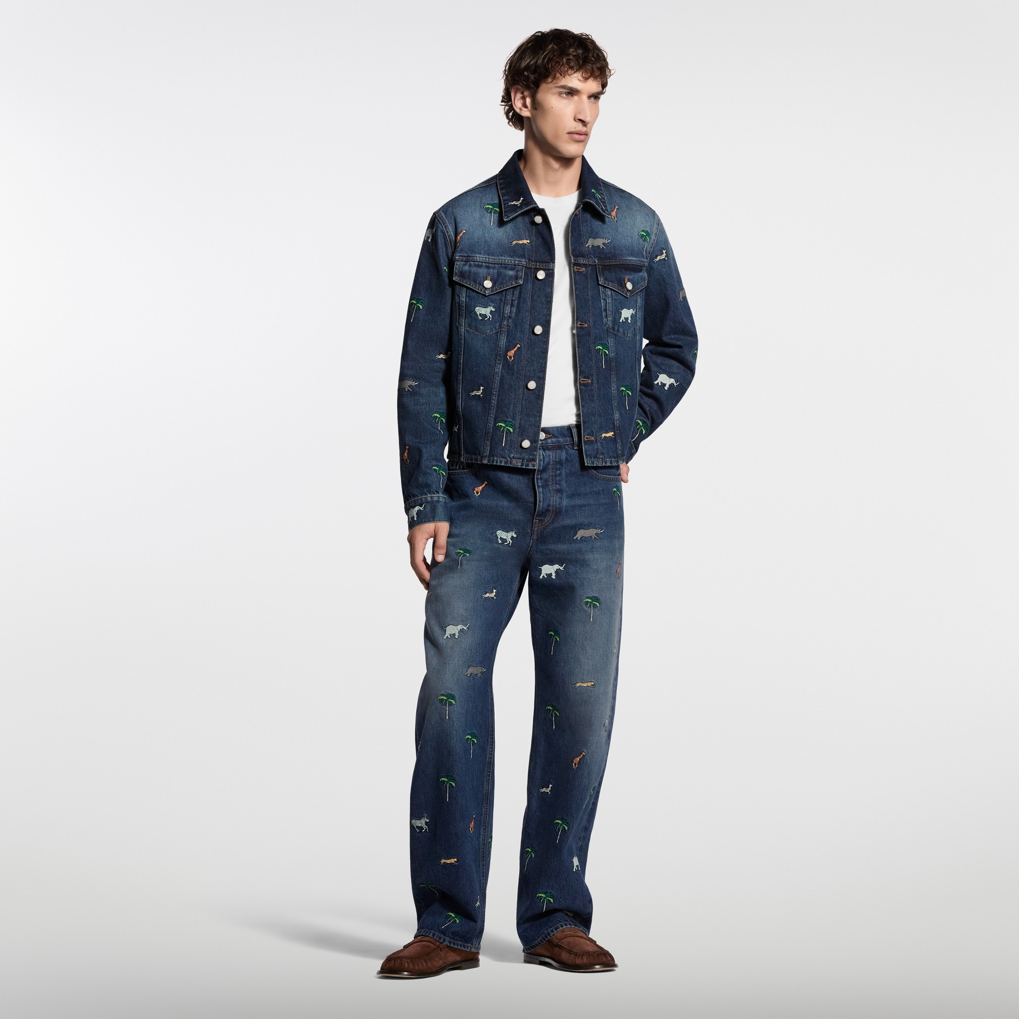 LV x The Darjeeling Limited Embroidered Long-Sleeved Denim Shirt 