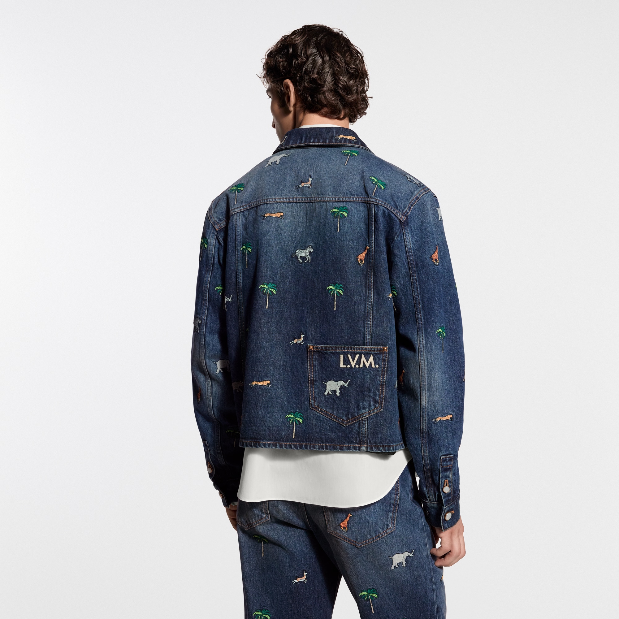 LV x The Darjeeling Limited Embroidered Long-Sleeved Denim Shirt 