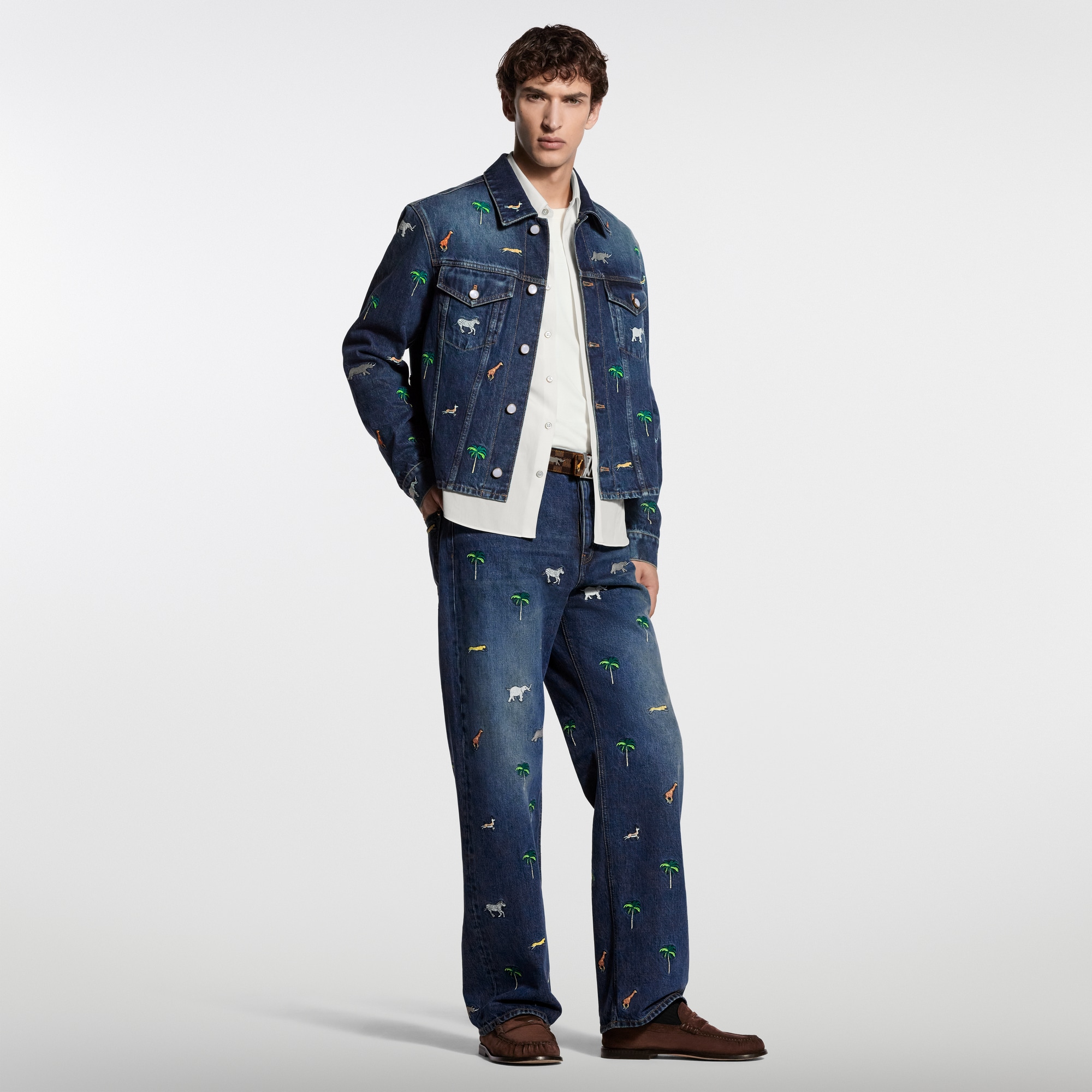 LV x The Darjeeling Limited Embroidered Long-Sleeved Denim Shirt 
